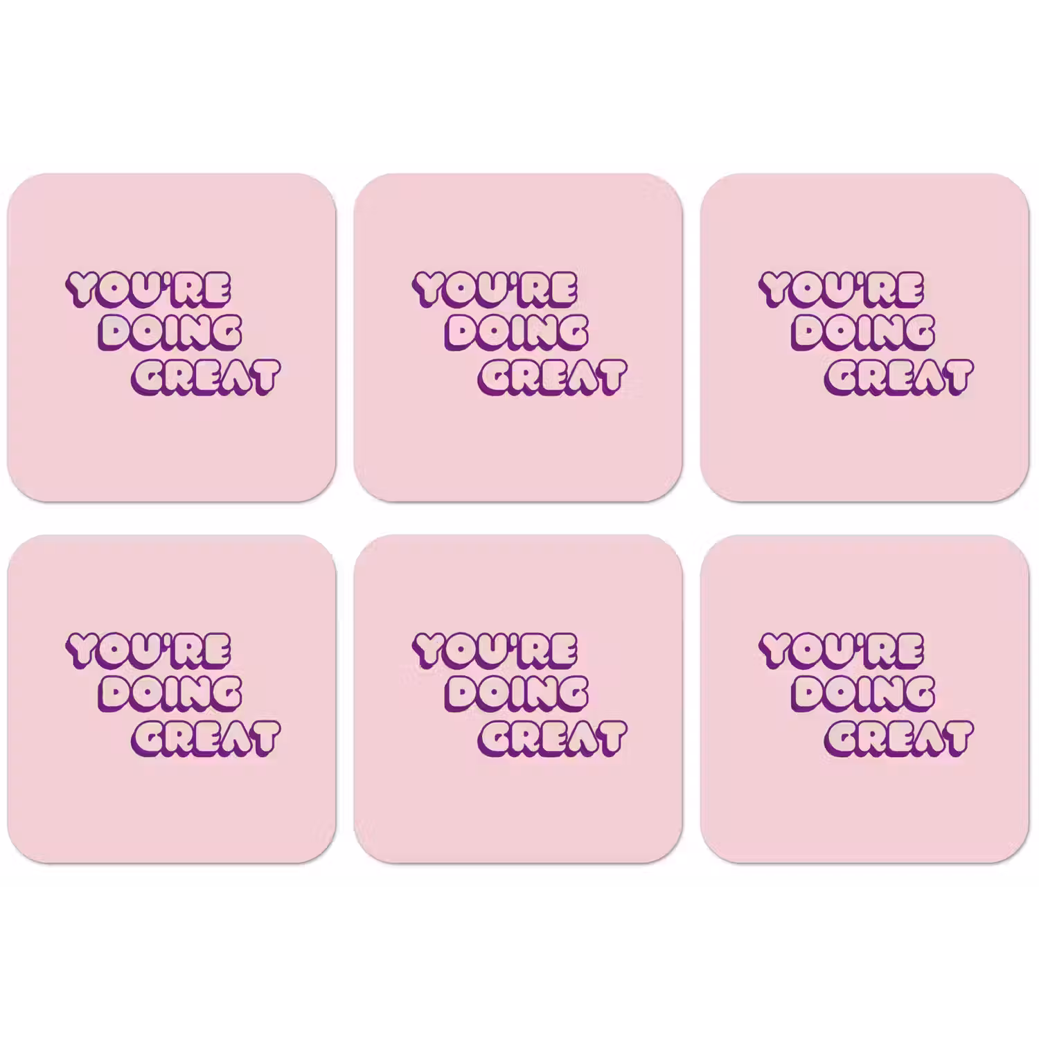 You're doing great - Roze - Bubble letters onderzetter kurk middel -zkaufland3dotto
