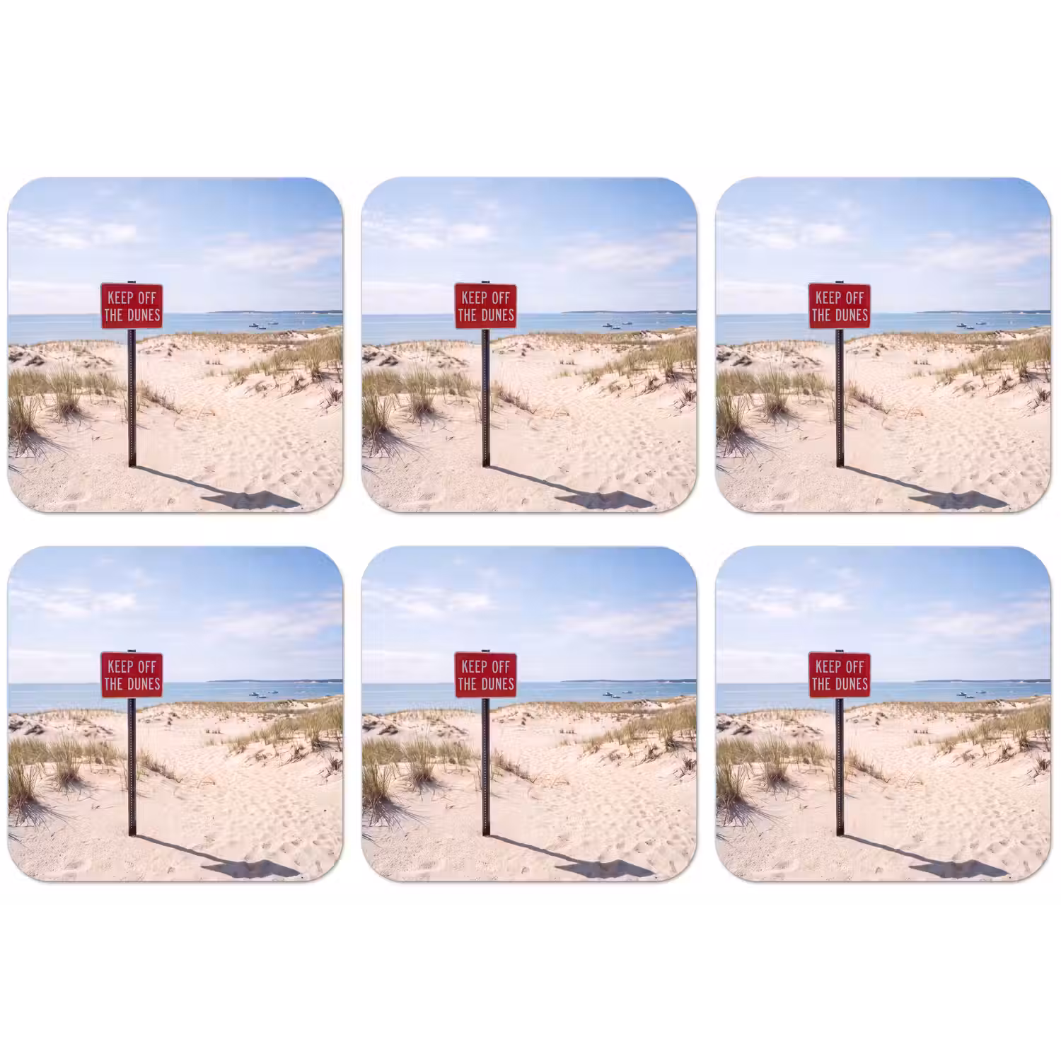 Duin - Bord - Kust - Landschap - Rood onderzetter kurk middel -zkaufland3dotto
