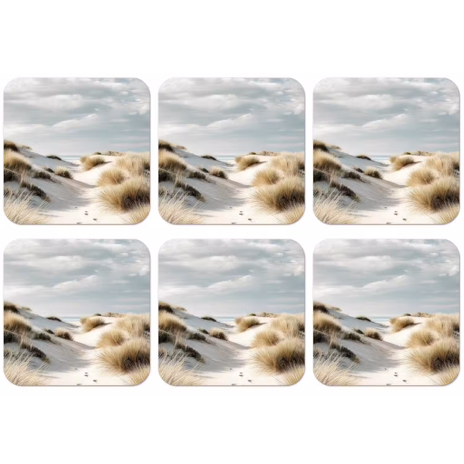 Duinen - Gras - Sporen - Wolken onderzetter kurk middel -zkaufland3dotto