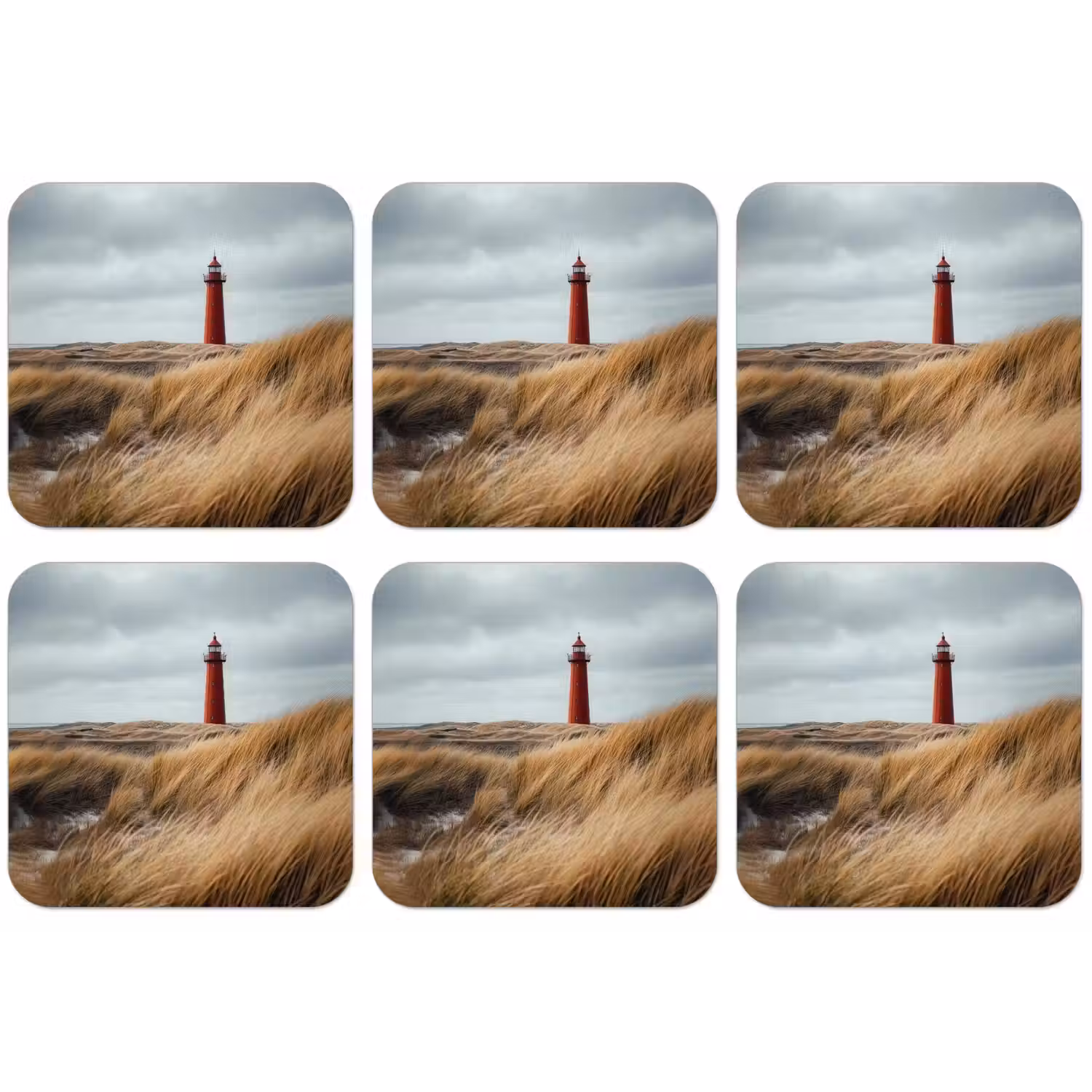 Duinen - Vuurtoren - Rood - Lucht onderzetter kurk middel -zkaufland3dotto