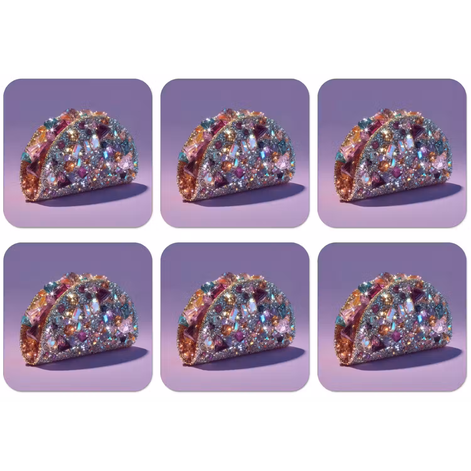 Edelstenen - Glitters - Paars - Kleurrijk onderzetter kurk middel -zkaufland3dotto