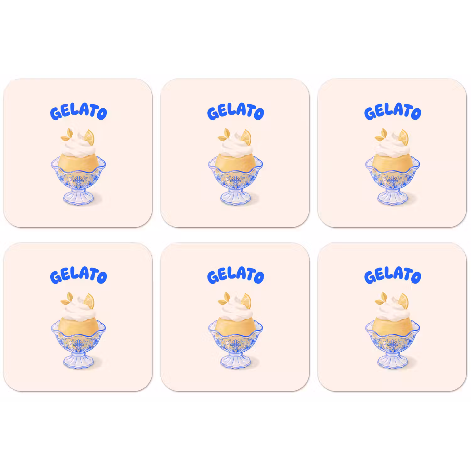 IJs - Citroen - Illustratie - Geel - Dessert onderzetter kurk middel -zkaufland3dotto