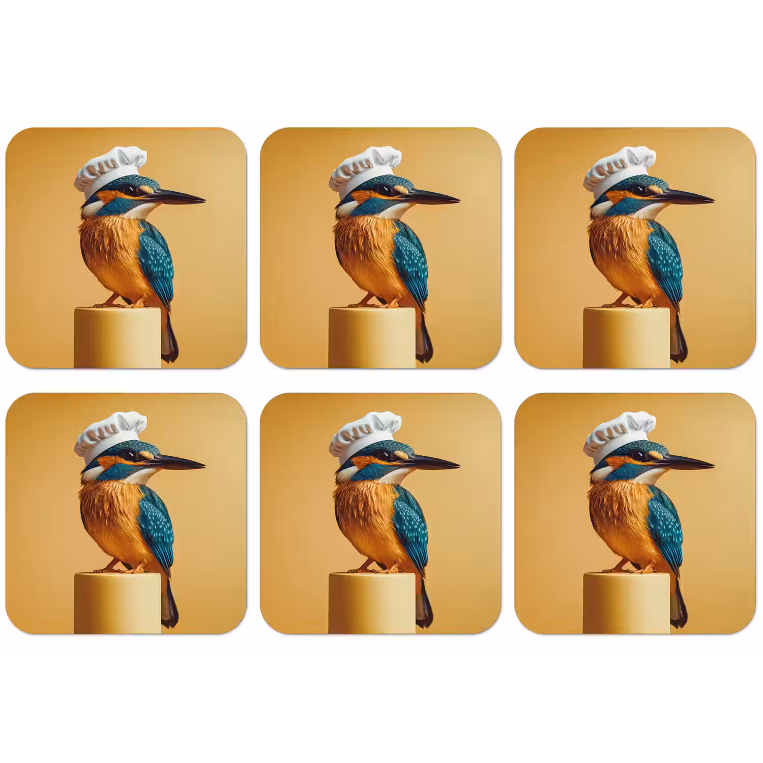 Ijsvogel - Pilaar - Koksmuts - Vogel onderzetter kurk middel -zkaufland3dotto