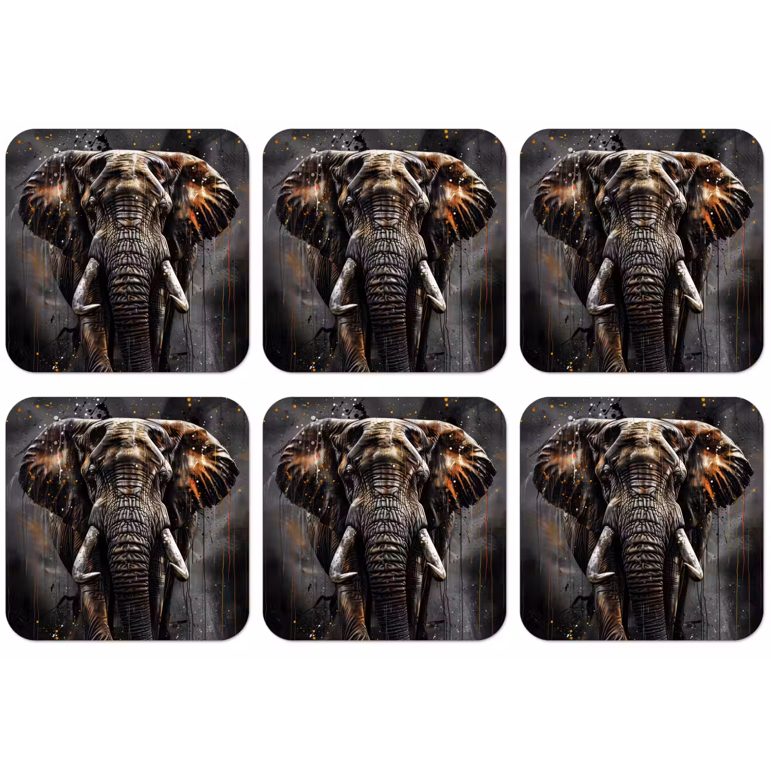 Olifant - Watercolor - Wilde dieren - Luxe onderzetter kurk middel -zkaufland3dotto