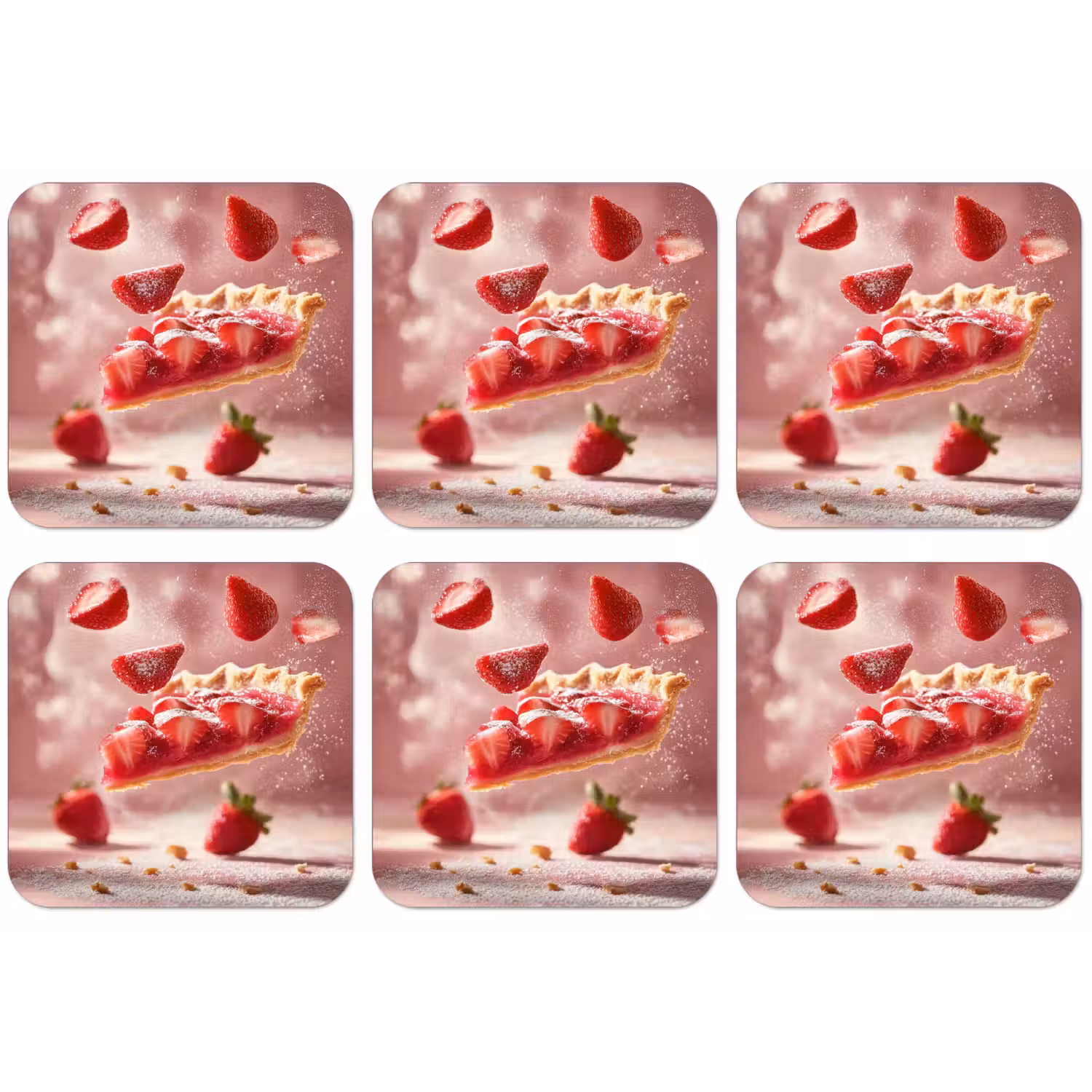 Aardbei - Taart- Eten - Roze onderzetter kurk middel -zkaufland3dotto