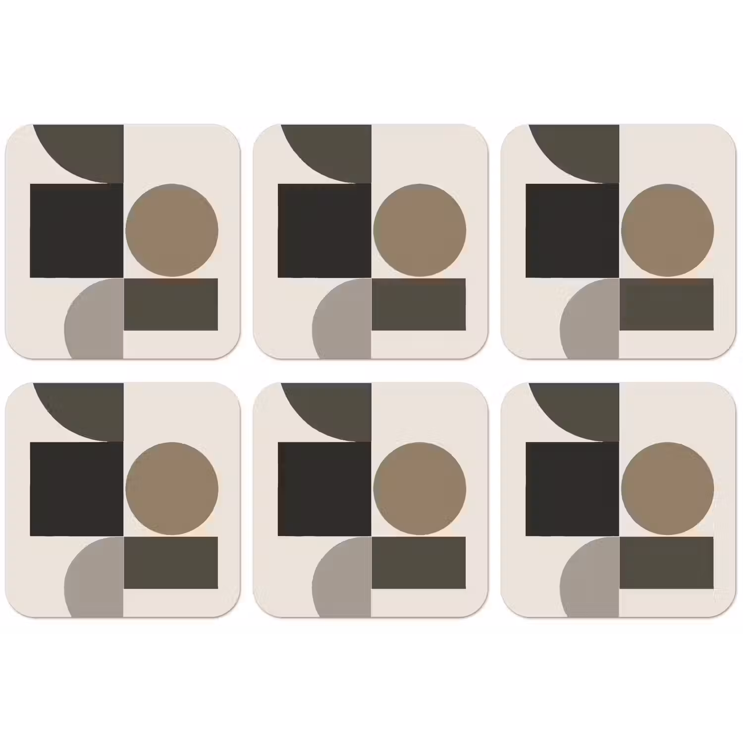 Aardetinten - Abstracte compositie - Eenvoudige vormen onderzetter kurk middel -zkaufland3dotto
