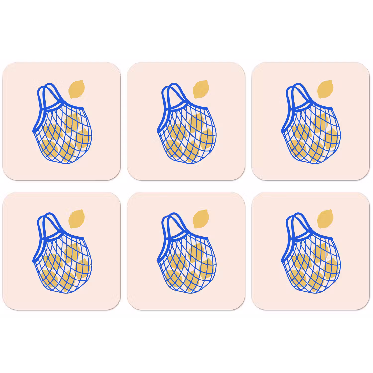 Eten - Citroen - Boodschappen - Abstract - Geel - Blauw onderzetter kurk middel -zkaufland3dotto