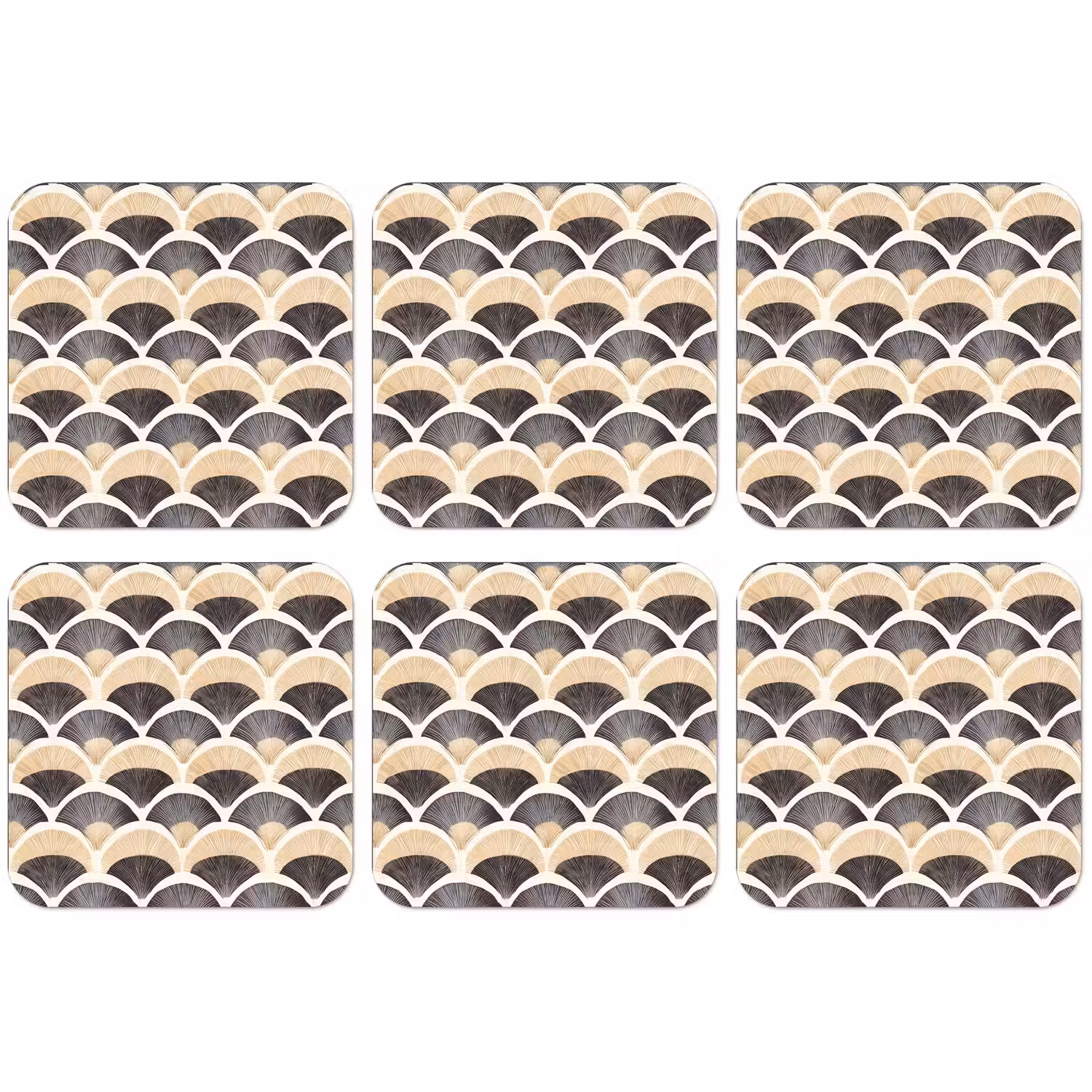 Waaier - Patroon - Zwart - Beige onderzetter kurk middel 366 -zkaufland3dotto