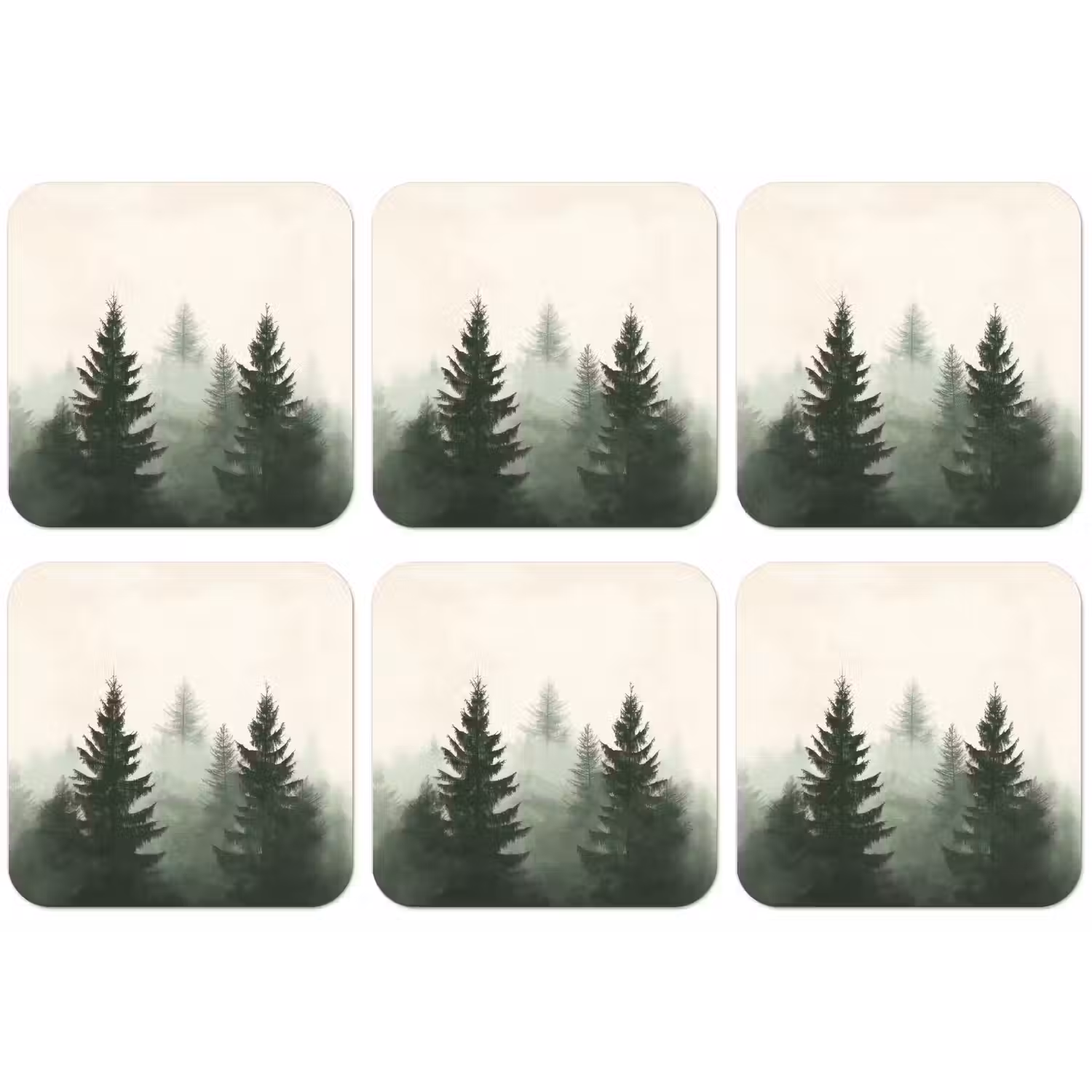 Sparren - Bomen - Groen - Beige onderzetter kurk middel -zkaufland3dotto