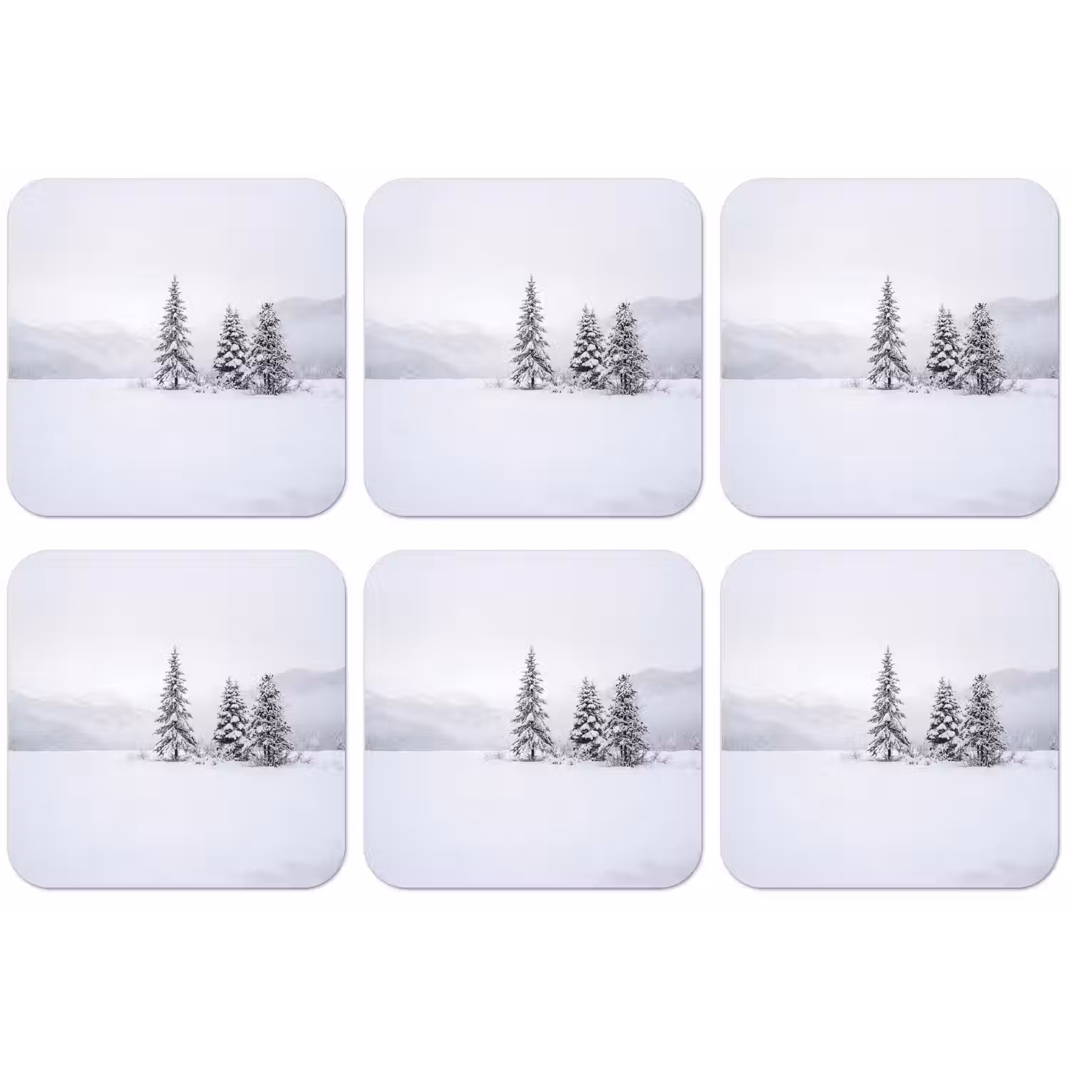 Fijnsparren - Sneeuw - Winter - Landschap - Stilte onderzetter kurk middel -zkaufland3dotto