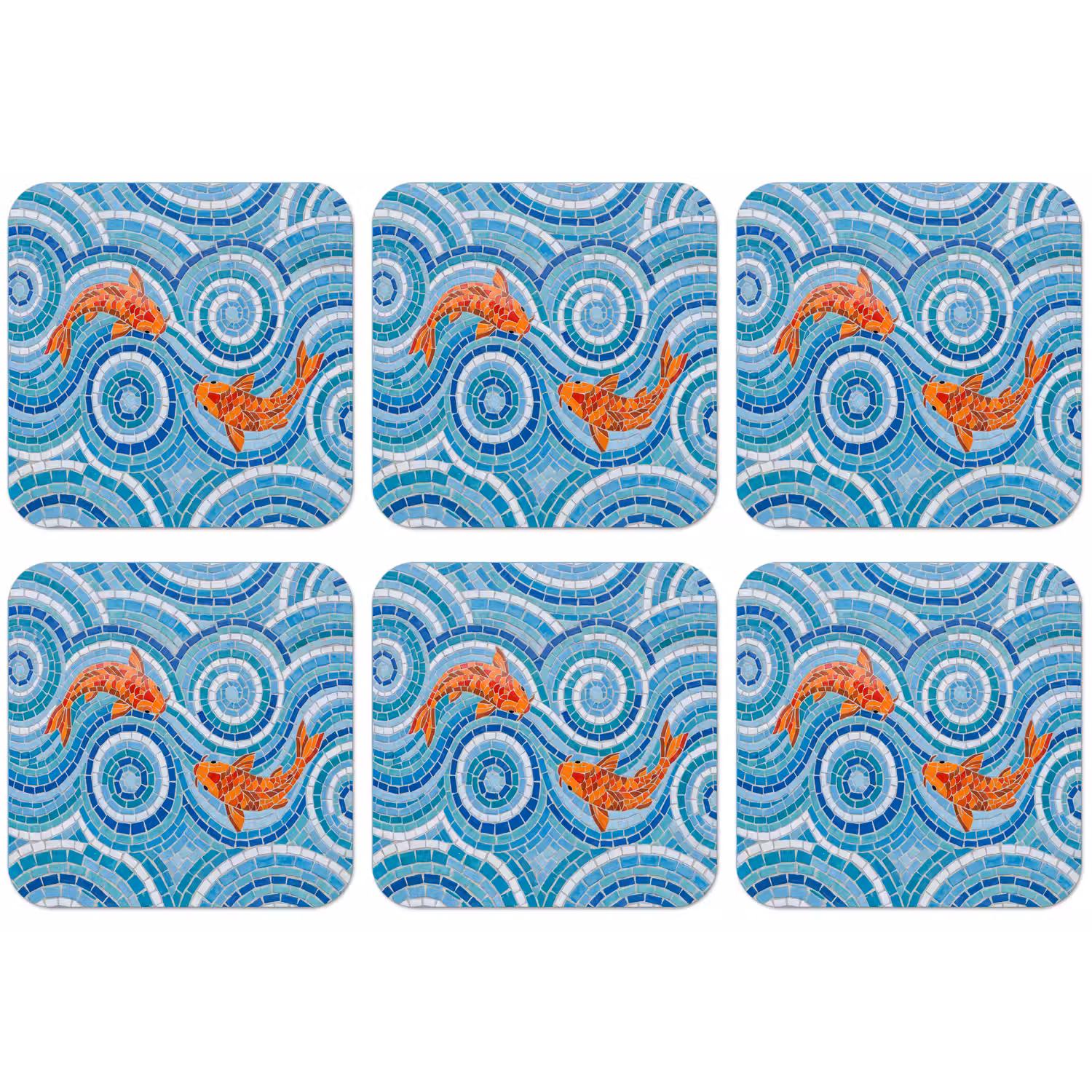 Vis - Mozaïek - Water - Decoratief - Blauw onderzetter kurk middel -zkaufland3dotto