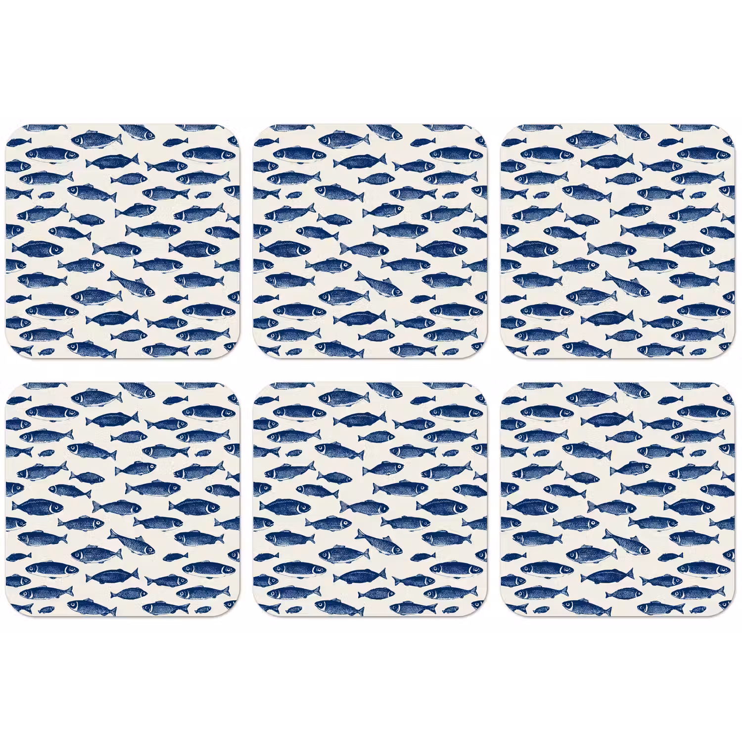 Vissen - Patroon - Blauw - Wit onderzetter kurk middel 366 -zkaufland3dotto
