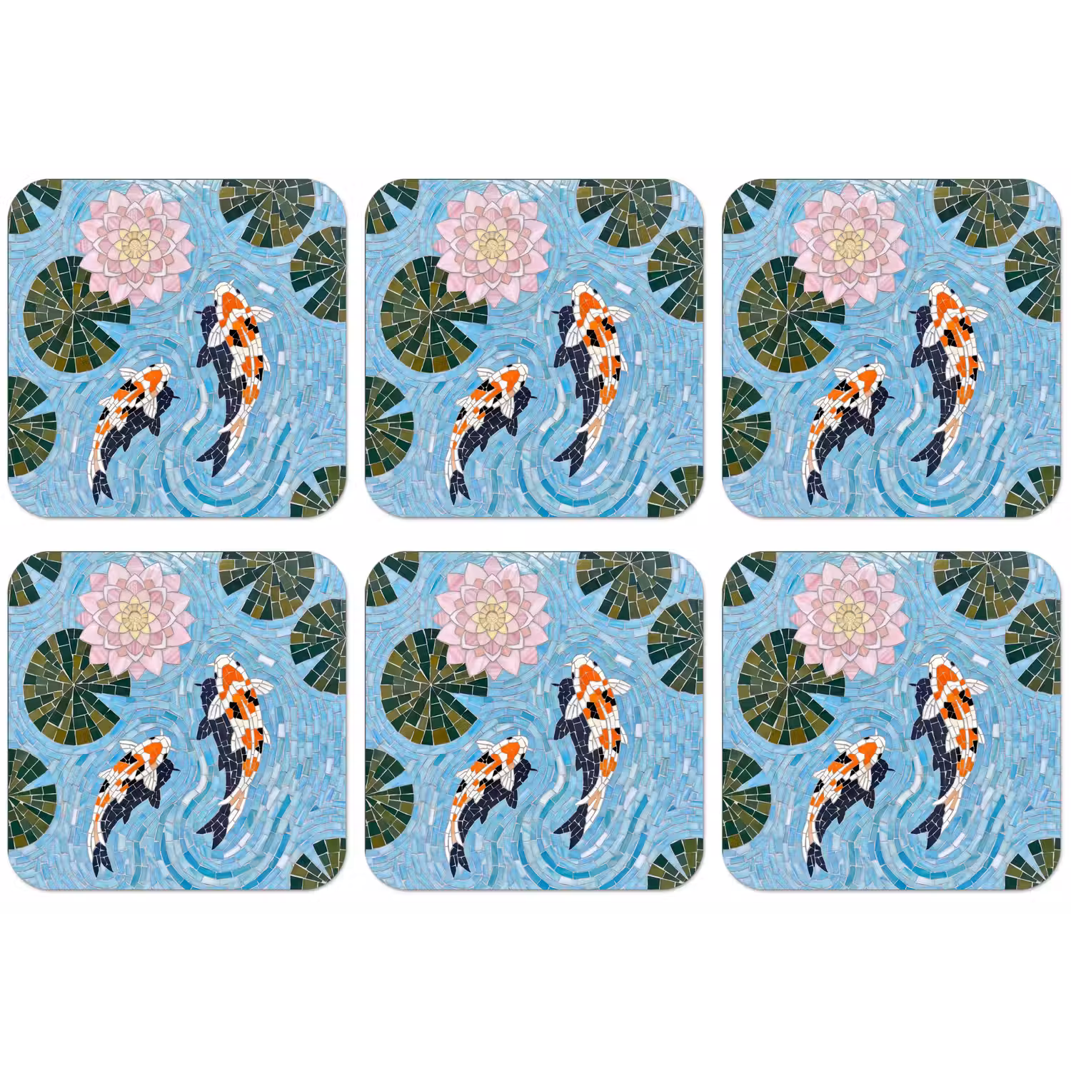 Vis - Water - Natuur - Mozaïek - Blauw onderzetter kurk middel -zkaufland3dotto
