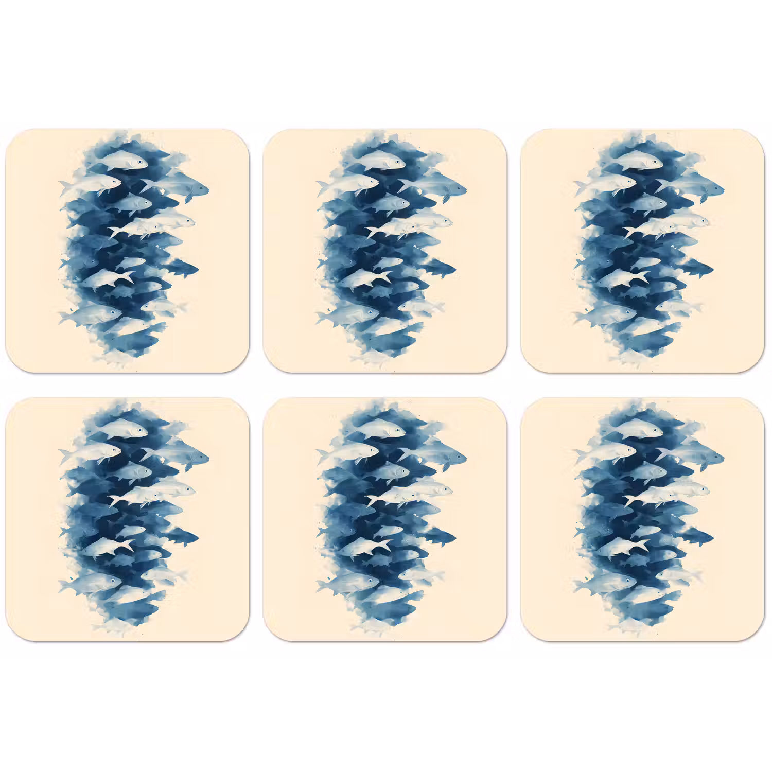 Vissen - Minimalistisch - Blauw onderzetter kurk middel -zkaufland3dotto