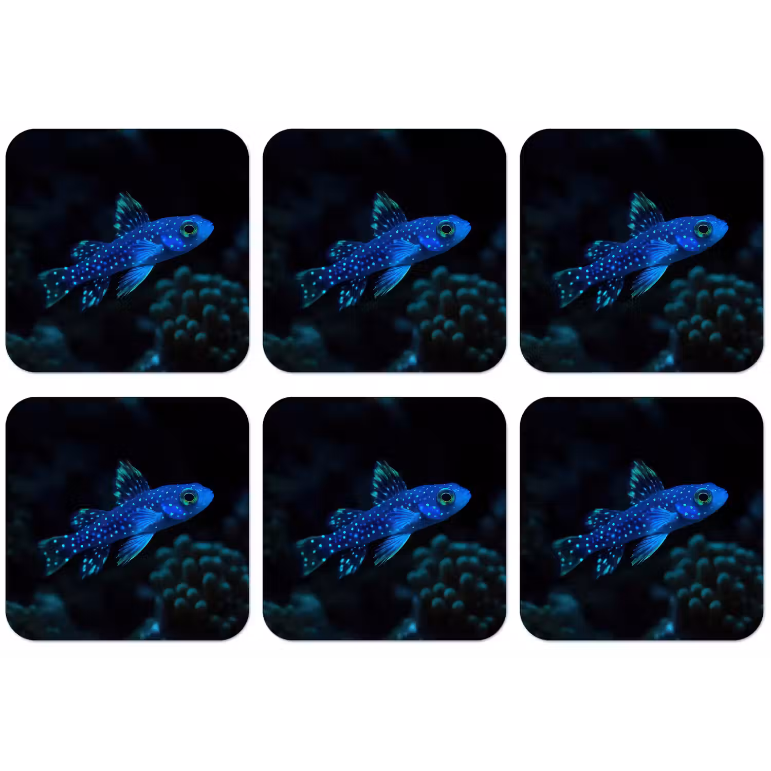 Vis - Stippen - Koraal - Blauw onderzetter kurk middel -zkaufland3dotto
