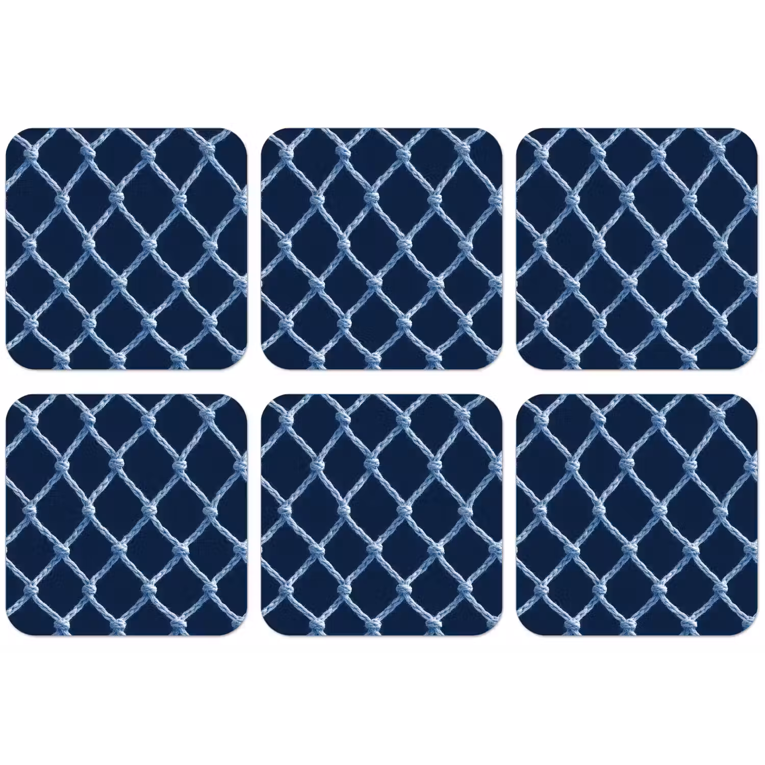 Visnet - Touw - Patroon - Marineblauw onderzetter kurk middel 366 -zkaufland3dotto