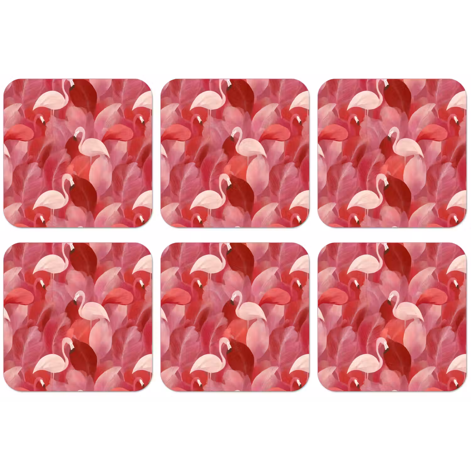 Flamingo - Botanisch - Elegant - Roze - Rood onderzetter kurk middel 366 -zkaufland3dotto