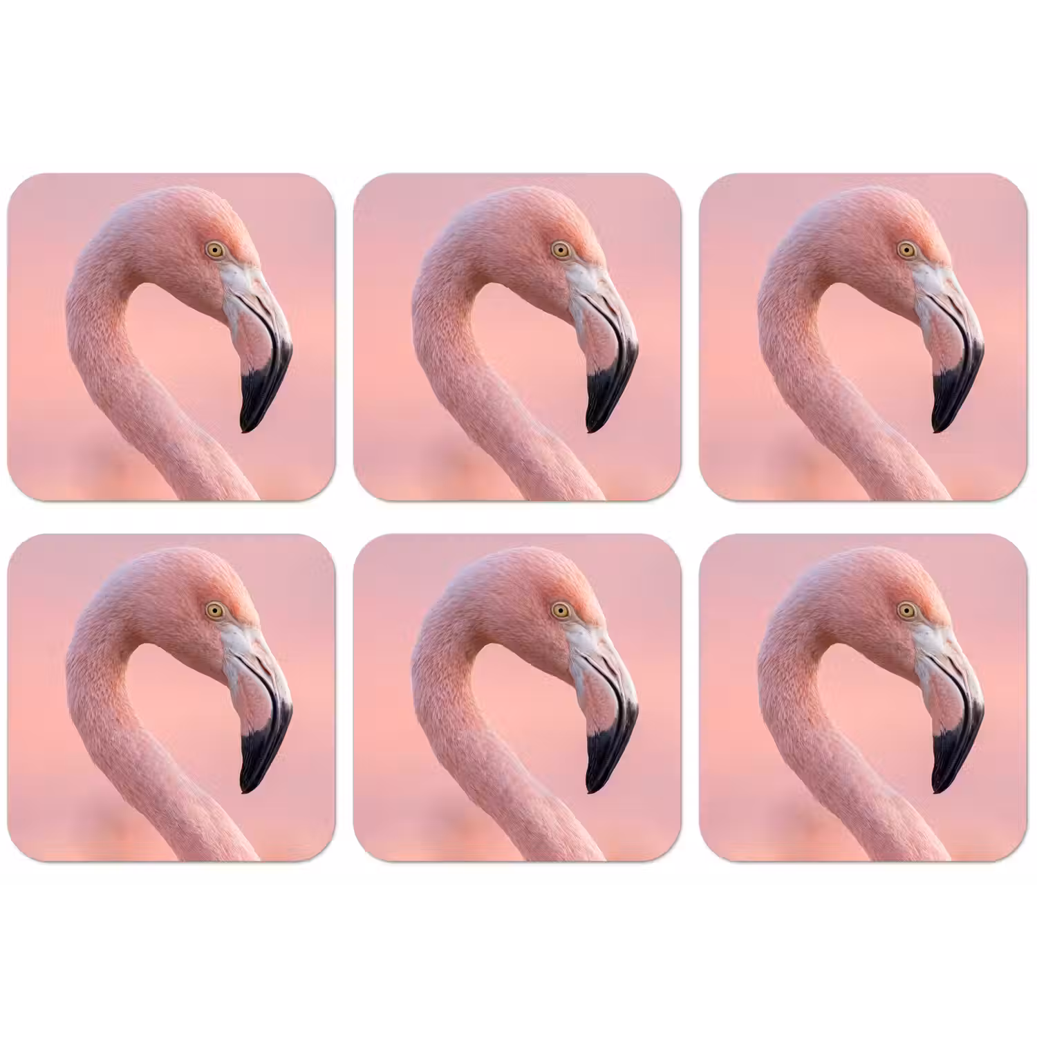 Flamingo - Portret - Roze onderzetter kurk middel -zkaufland3dotto