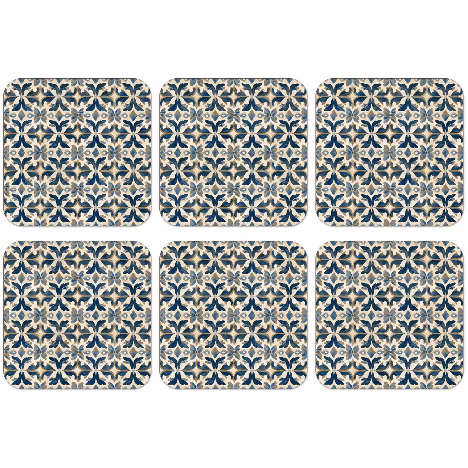 Tegel - Patroon - Blauw - Beige onderzetter kurk middel 366 -zkaufland3dotto