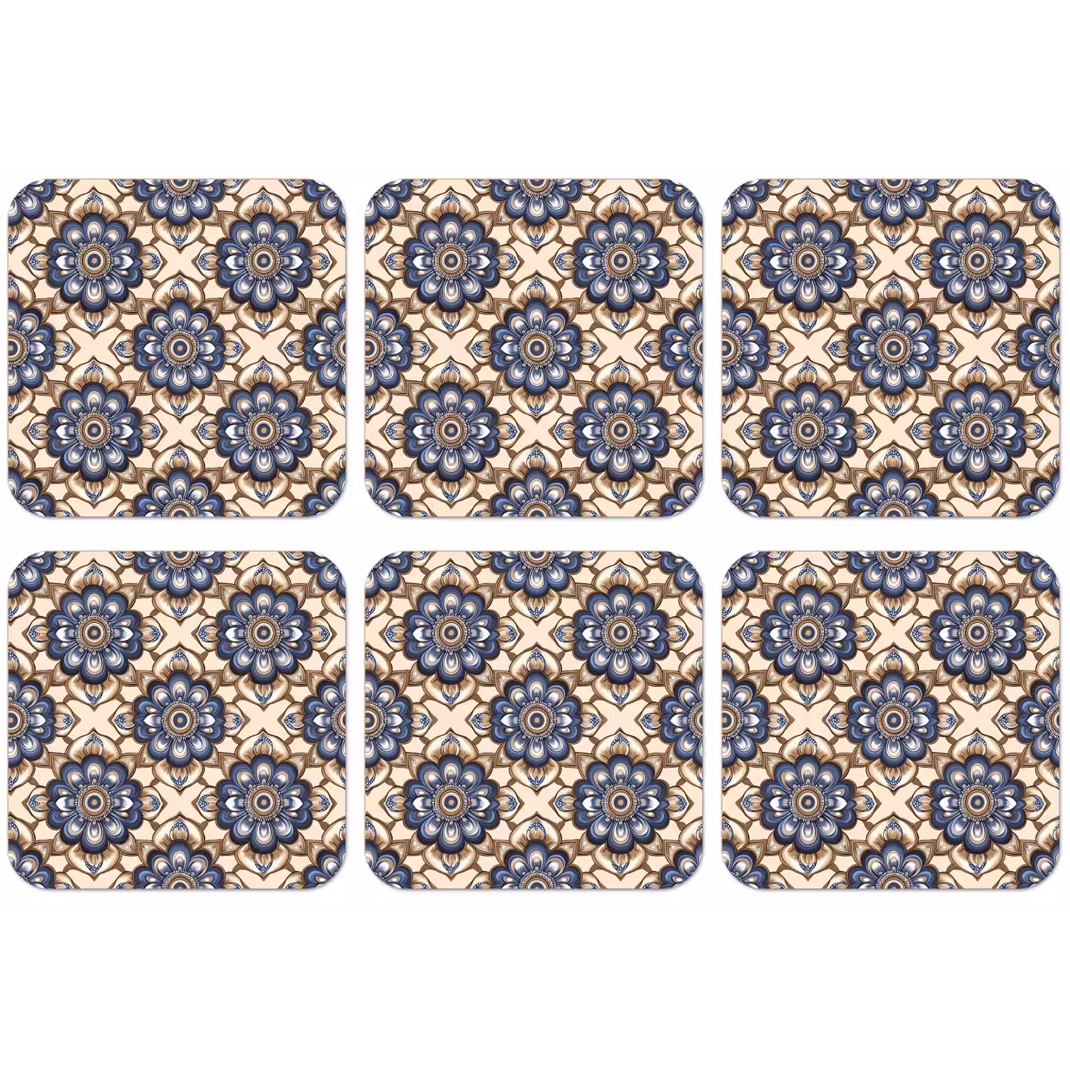 Floraal - Ornament - Blauw onderzetter kurk middel 366 -zkaufland3dotto
