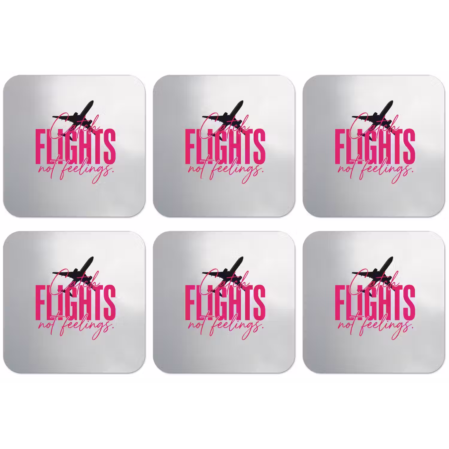 Catch flights not feelings - Vliegtuig - Roze onderzetter kurk middel -zkaufland3dotto