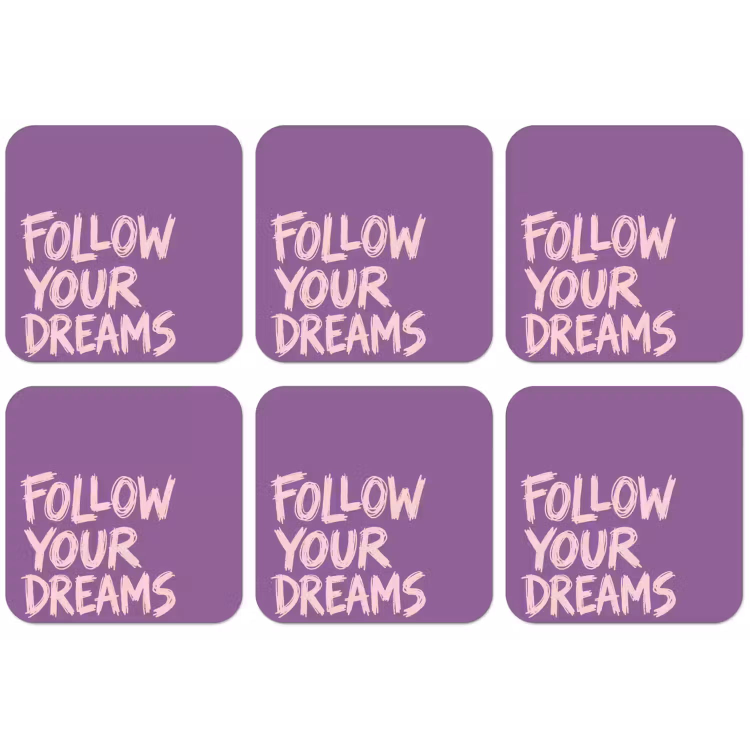 Follow your dreams - Paars - Penseeltextuur onderzetter kurk middel -zkaufland3dotto