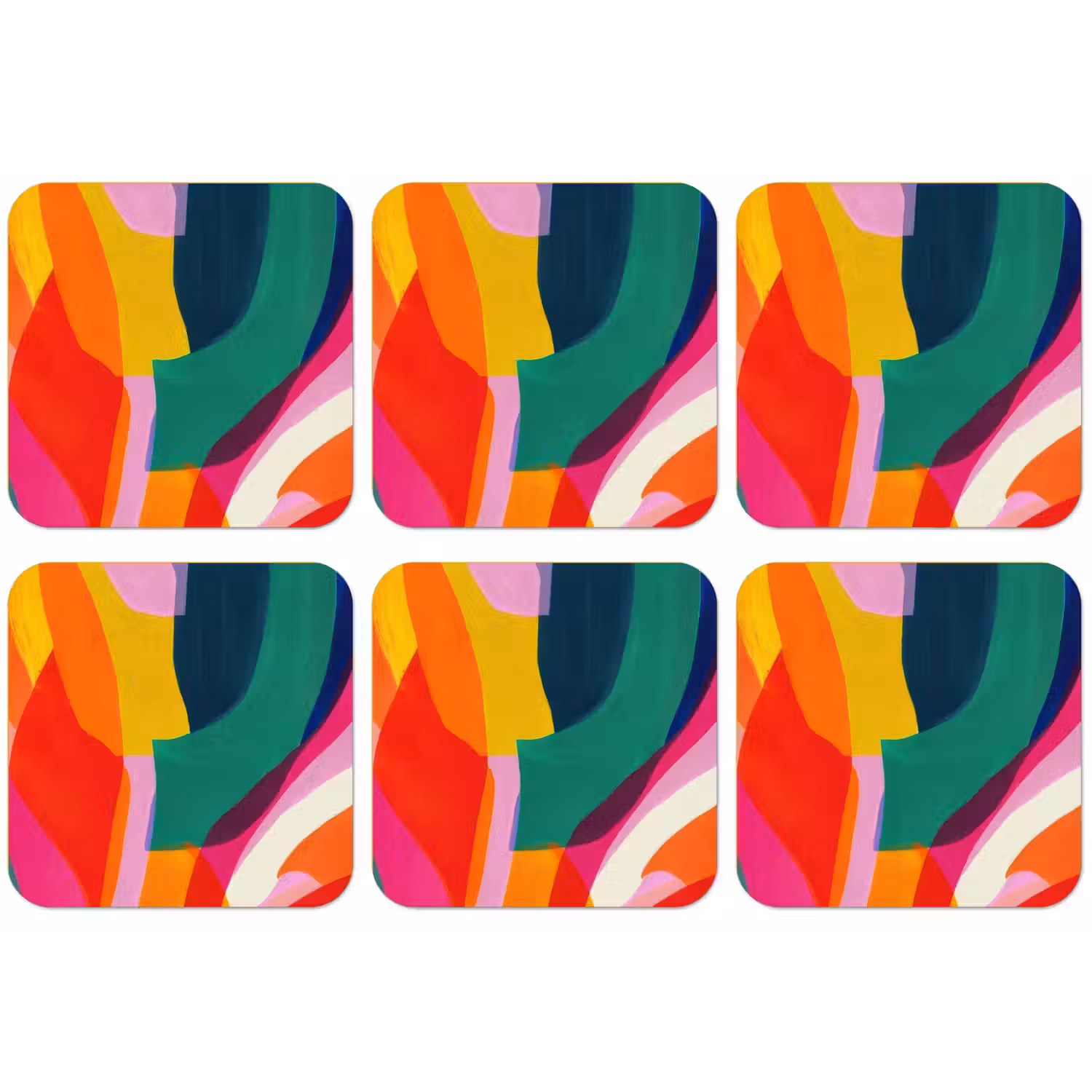 Vormen - Golvend - Abstract - Felroze onderzetter kurk middel -zkaufland3dotto