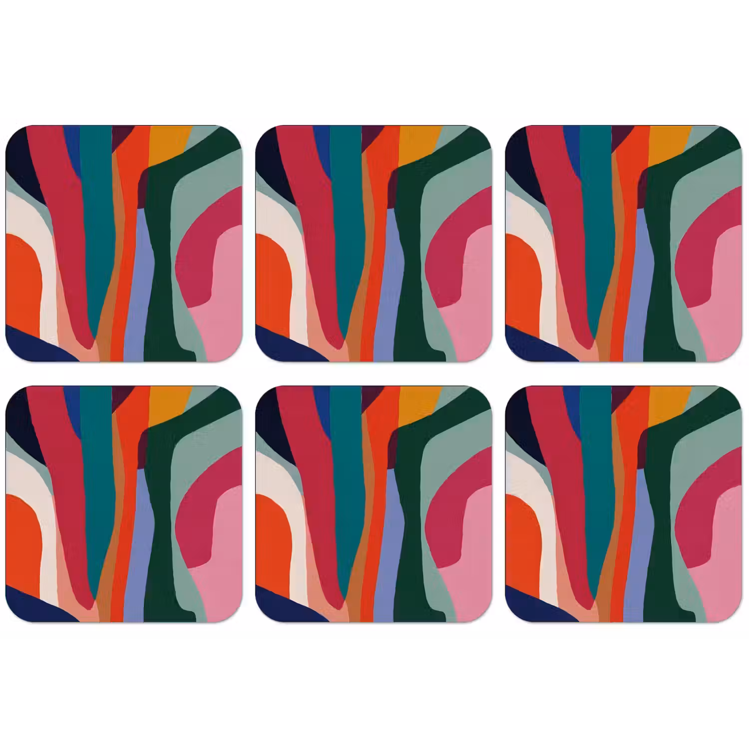 Vormen - Bochten - Kleurrijk - Abstract onderzetter kurk middel -zkaufland3dotto