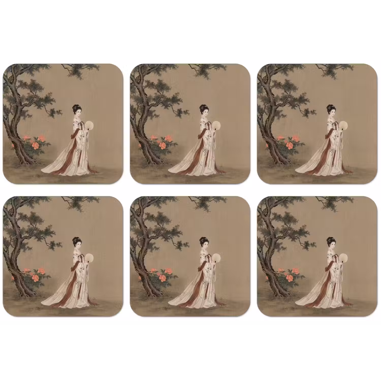 Vrouw - Azië - Kunst - Beige onderzetter kurk middel -zkaufland3dotto