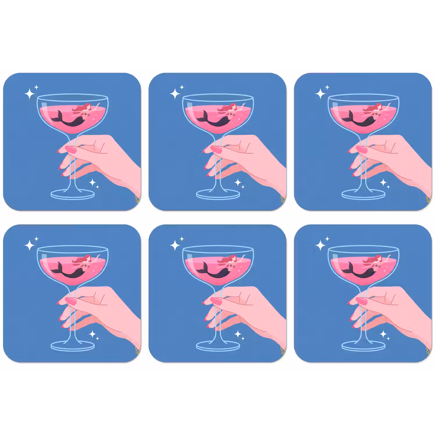 Vrouw - Glas - Abstract - Roze - Blauw onderzetter kurk middel -zkaufland3dotto