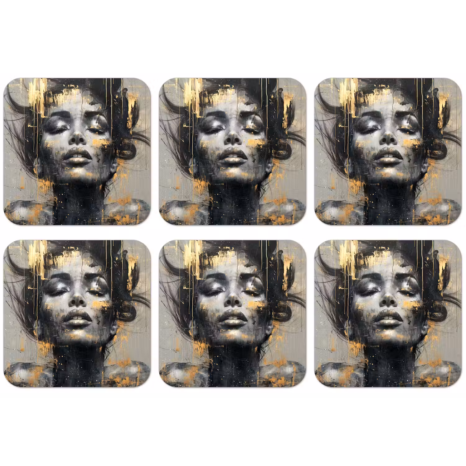 Vrouw - Kunst - Goud - Abstract - Glamour onderzetter kurk middel -zkaufland3dotto