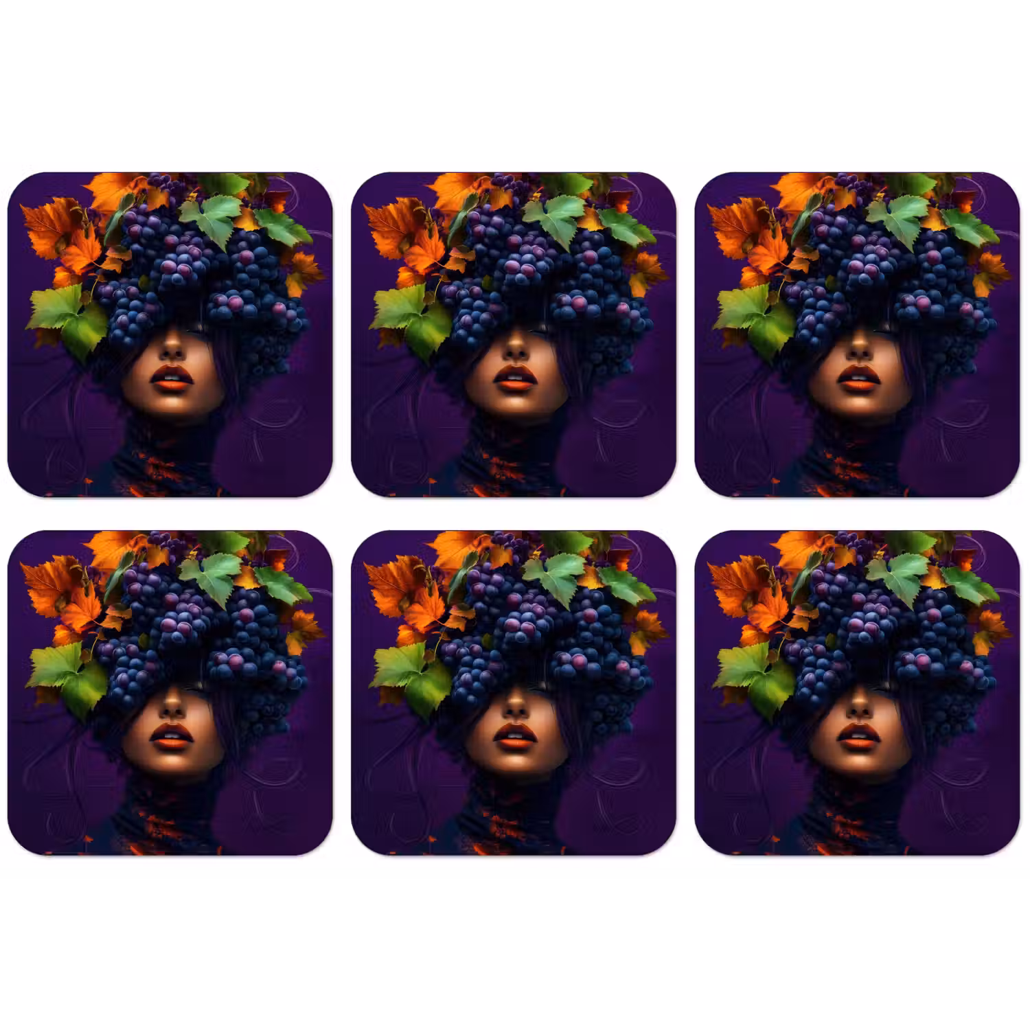 Vrouw - Paars - Druiven onderzetter kurk middel -zkaufland3dotto