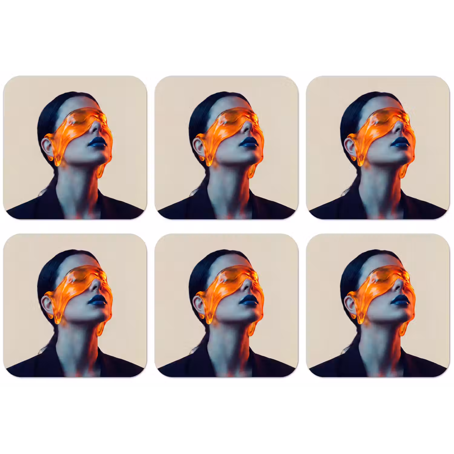 Vrouw - Oranje - Abstract - Modern - Kleurrijk onderzetter kurk middel -zkaufland3dotto