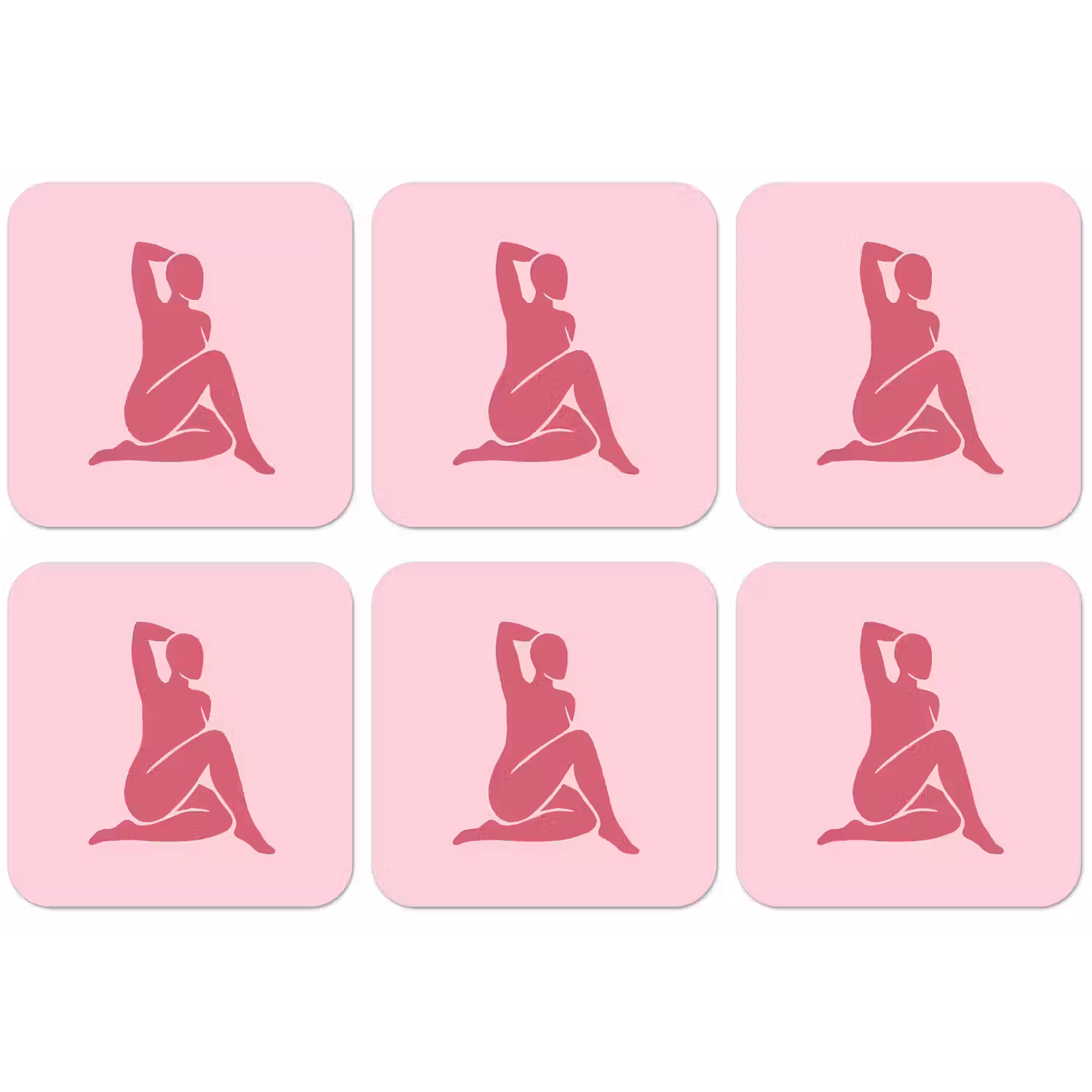 Vrouw - Silhouet - Abstract - Modern - Roze onderzetter kurk middel -zkaufland3dotto