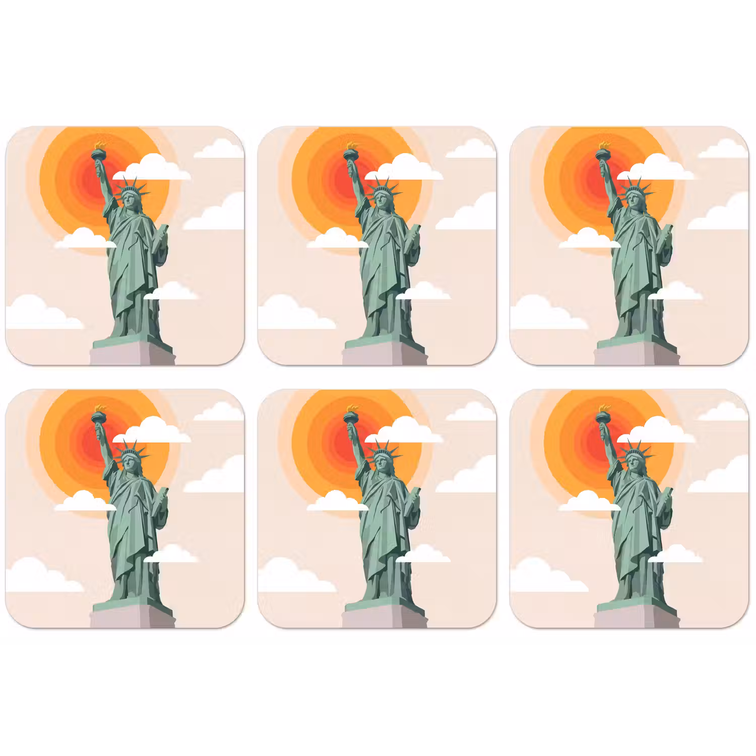 Vrijheidsbeeld - New York - Zon - Modern onderzetter kurk middel -zkaufland3dotto