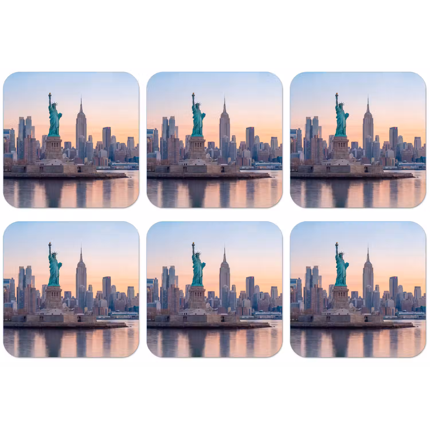 Vrijheidsbeeld - New York - Zonsopgang - Stad - Architectuur onderzetter kurk middel -zkaufland3dotto