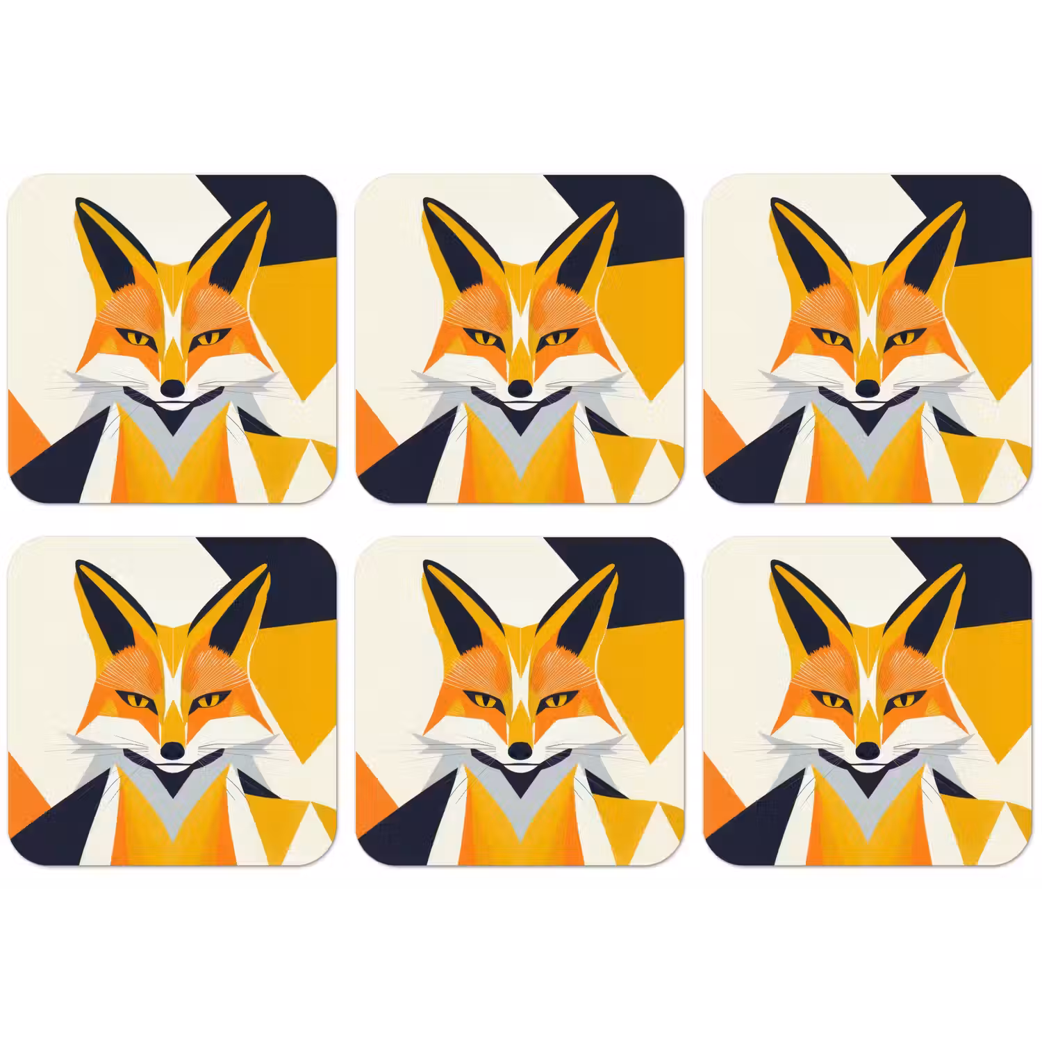 Vos - Oranje - Abstract - Driehoeken onderzetter kurk middel -zkaufland3dotto