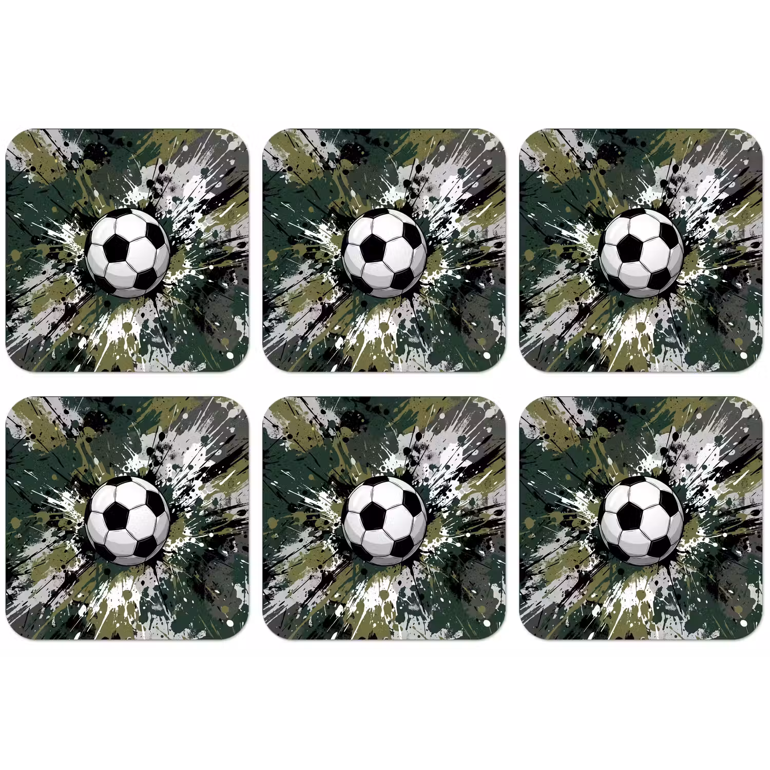 Voetbal - Verf - Spetters - Groen onderzetter kurk middel -zkaufland3dotto