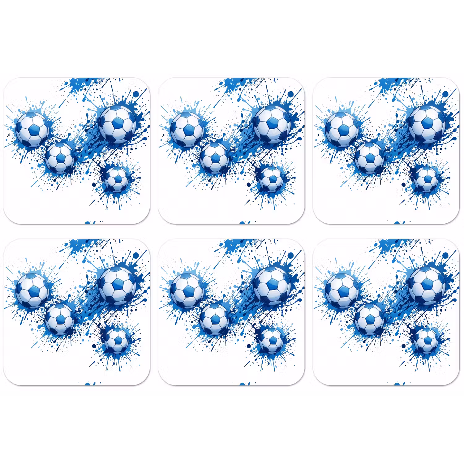 Voetballen - Verf - Sport - Blauw onderzetter kurk middel -zkaufland3dotto
