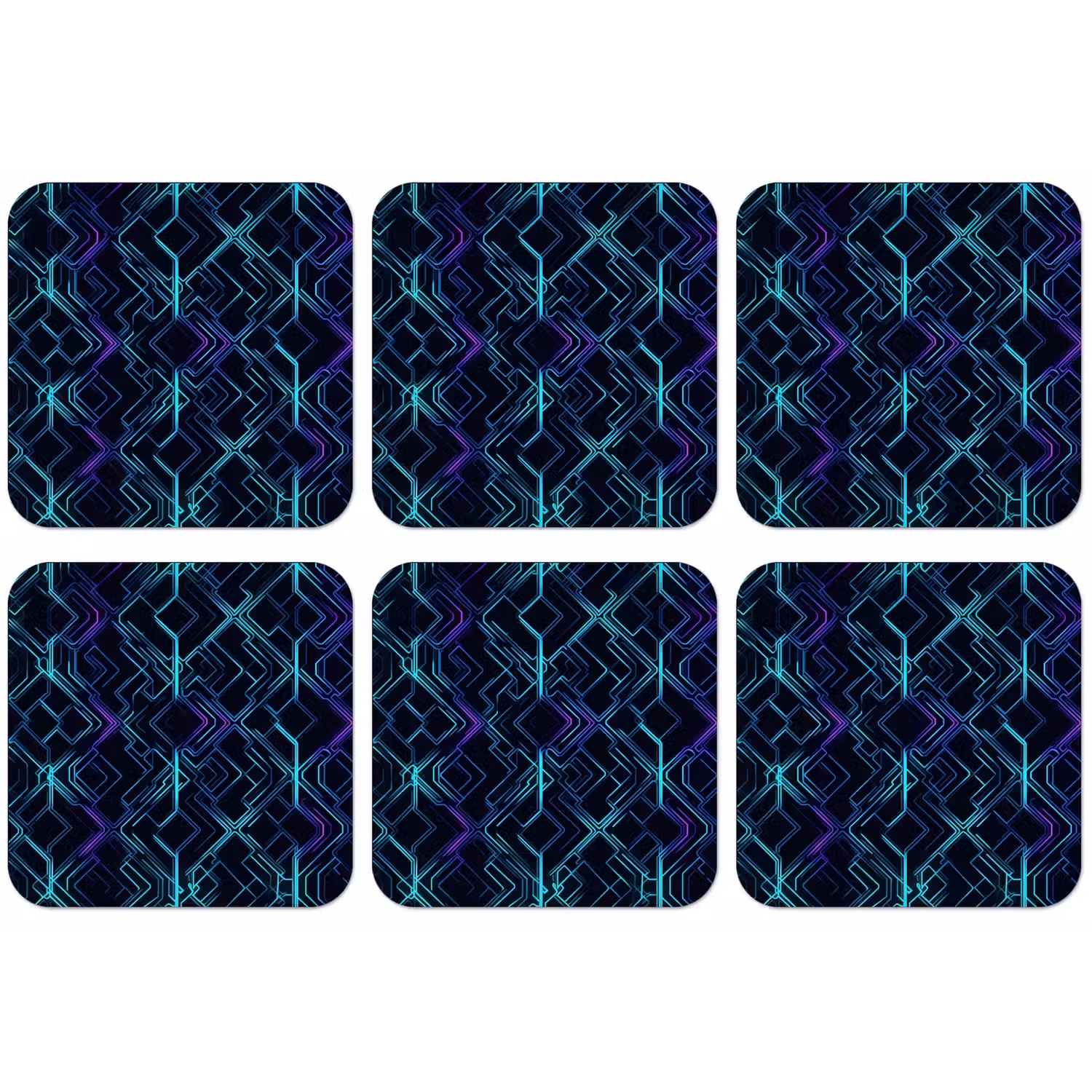 Gaming - Ruitvormen - Abstract - Neon - Paars onderzetter kurk middel -zkaufland3dotto