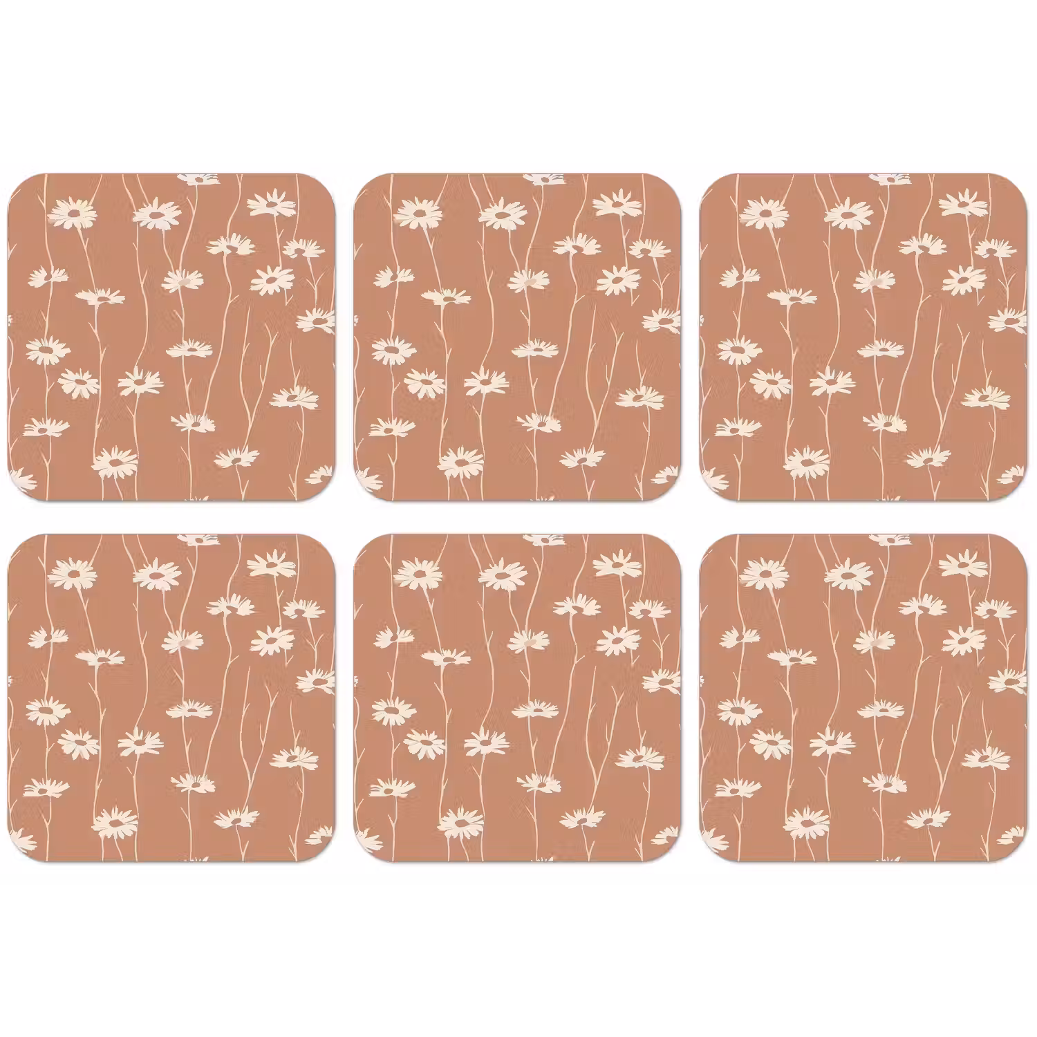 Madeliefjes - Subtiel - Terracotta onderzetter kurk middel 366 -zkaufland3dotto