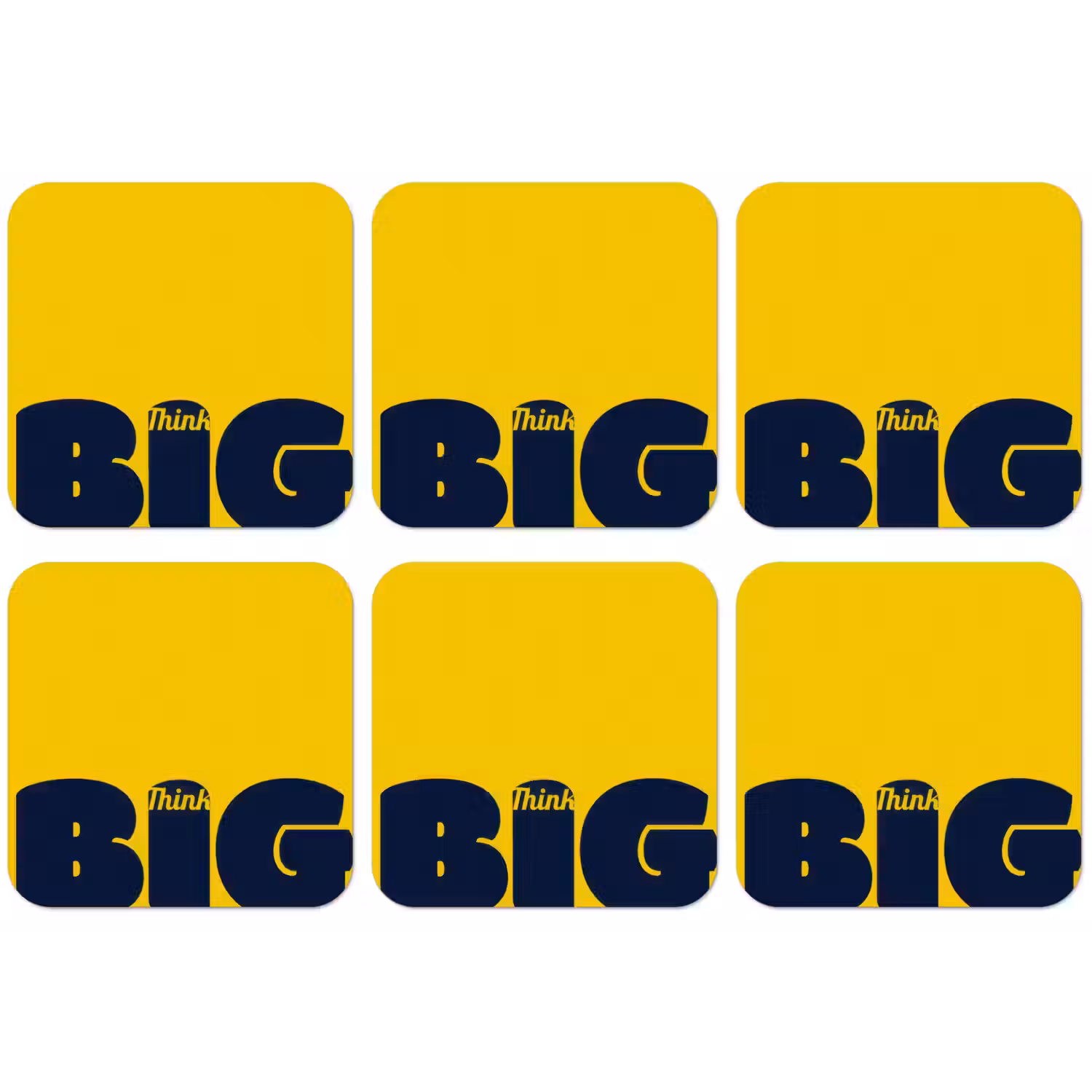 Geel - Think big - Grafisch onderzetter kurk middel -zkaufland3dotto