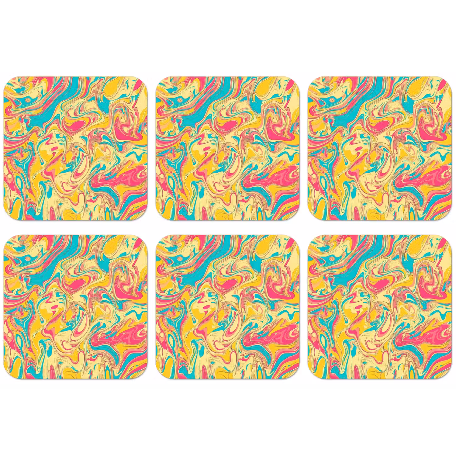 Geel - Roze - Blauw - Retro onderzetter kurk middel -zkaufland3dotto
