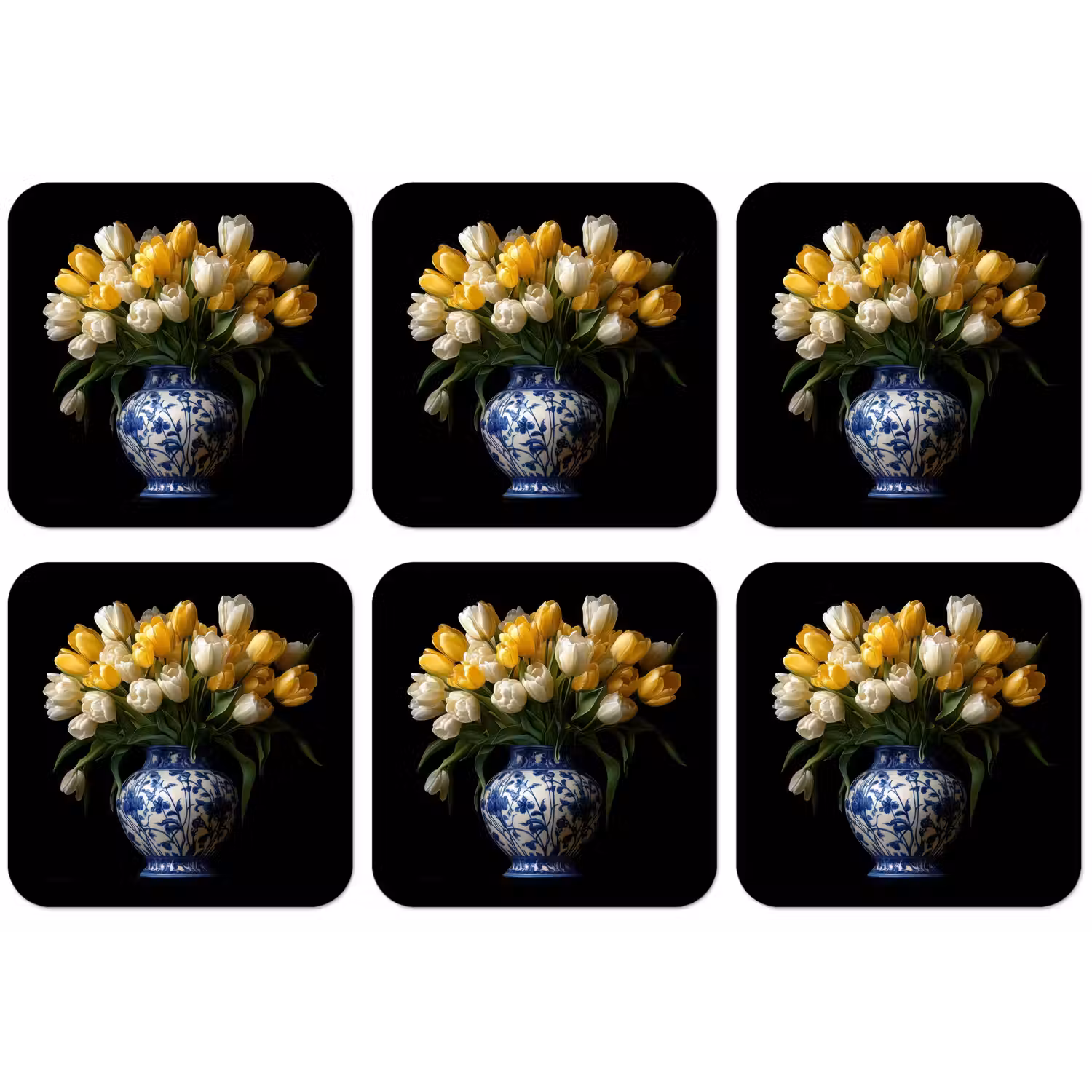Geel - Tulpen - Vaas - Bloemen onderzetter kurk middel -zkaufland3dotto