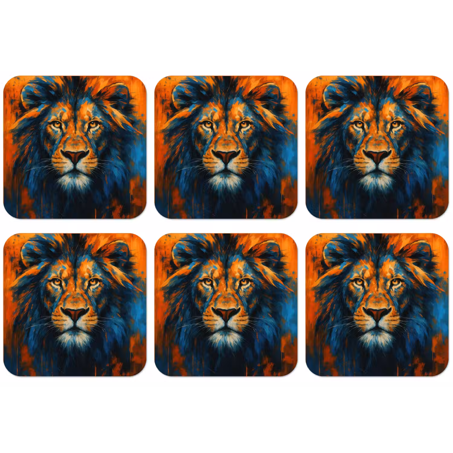 Schilderij - Leeuwenkop - Oranje onderzetter kurk middel -zkaufland3dotto