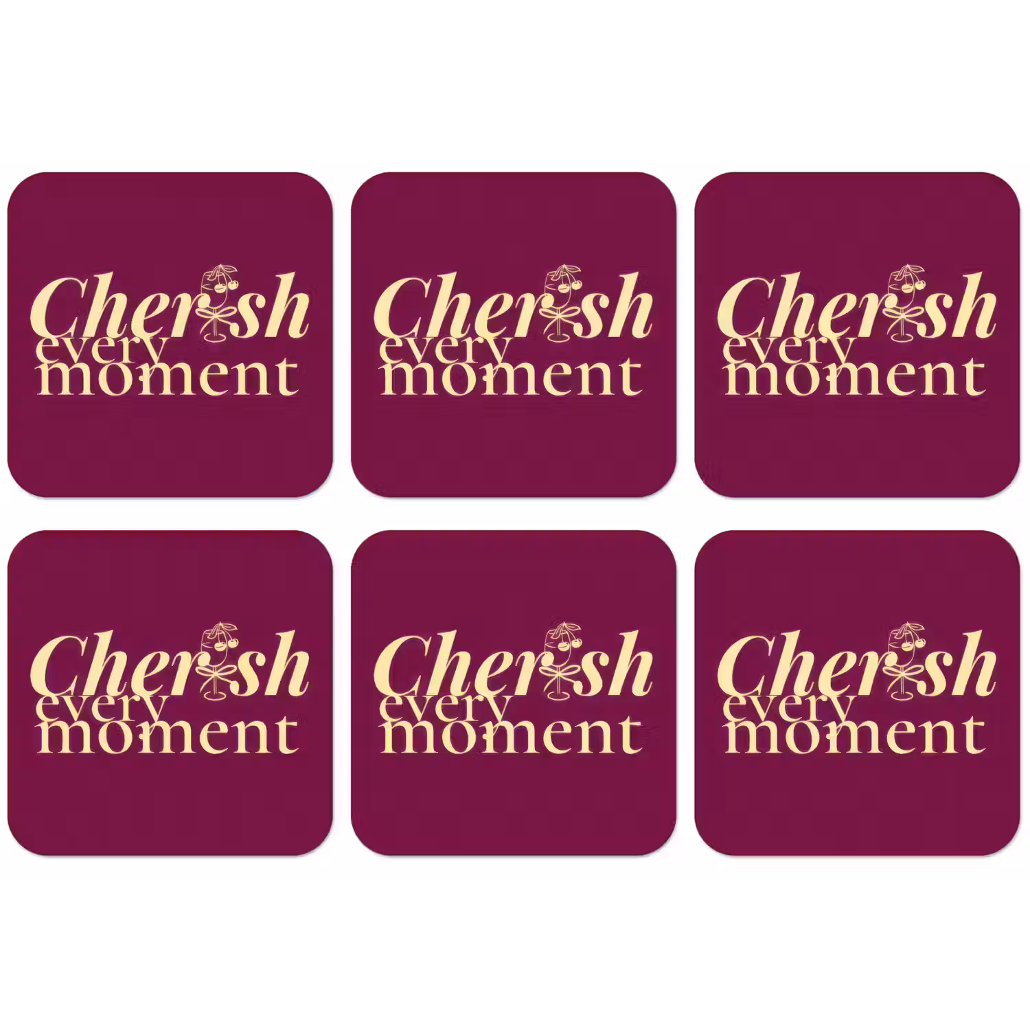 Cherish every moment - Cocktailglas - Bordeaux onderzetter kurk middel -zkaufland3dotto