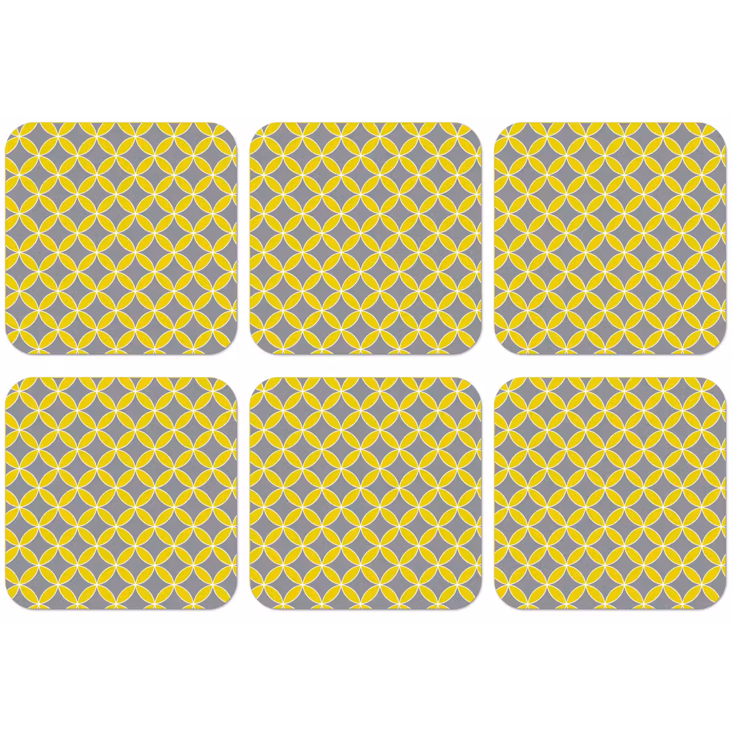 Geometrisch - Cirkels - Modern - Grijs - Geel onderzetter kurk middel 366 -zkaufland3dotto
