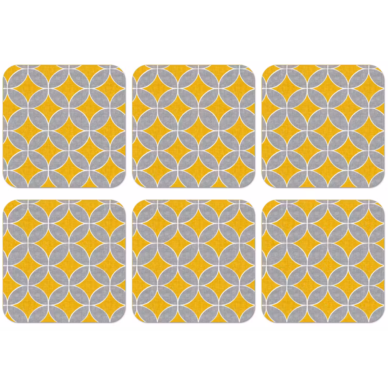 Geometrisch - Cirkels - Textuur - Grijs - Geel onderzetter kurk middel 366 -zkaufland3dotto