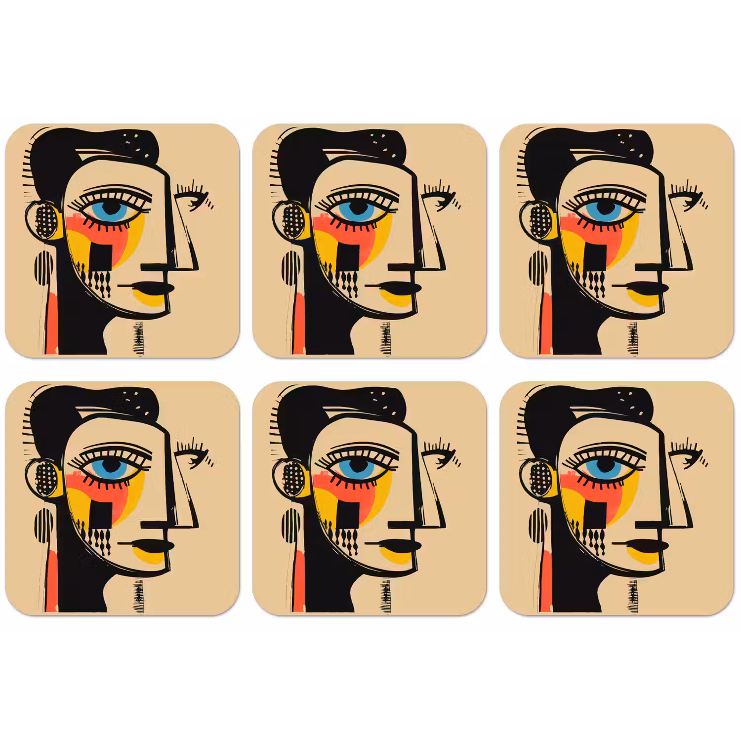 Geometrisch - Felle kleuren - Kubistische stijl onderzetter kurk middel -zkaufland3dotto