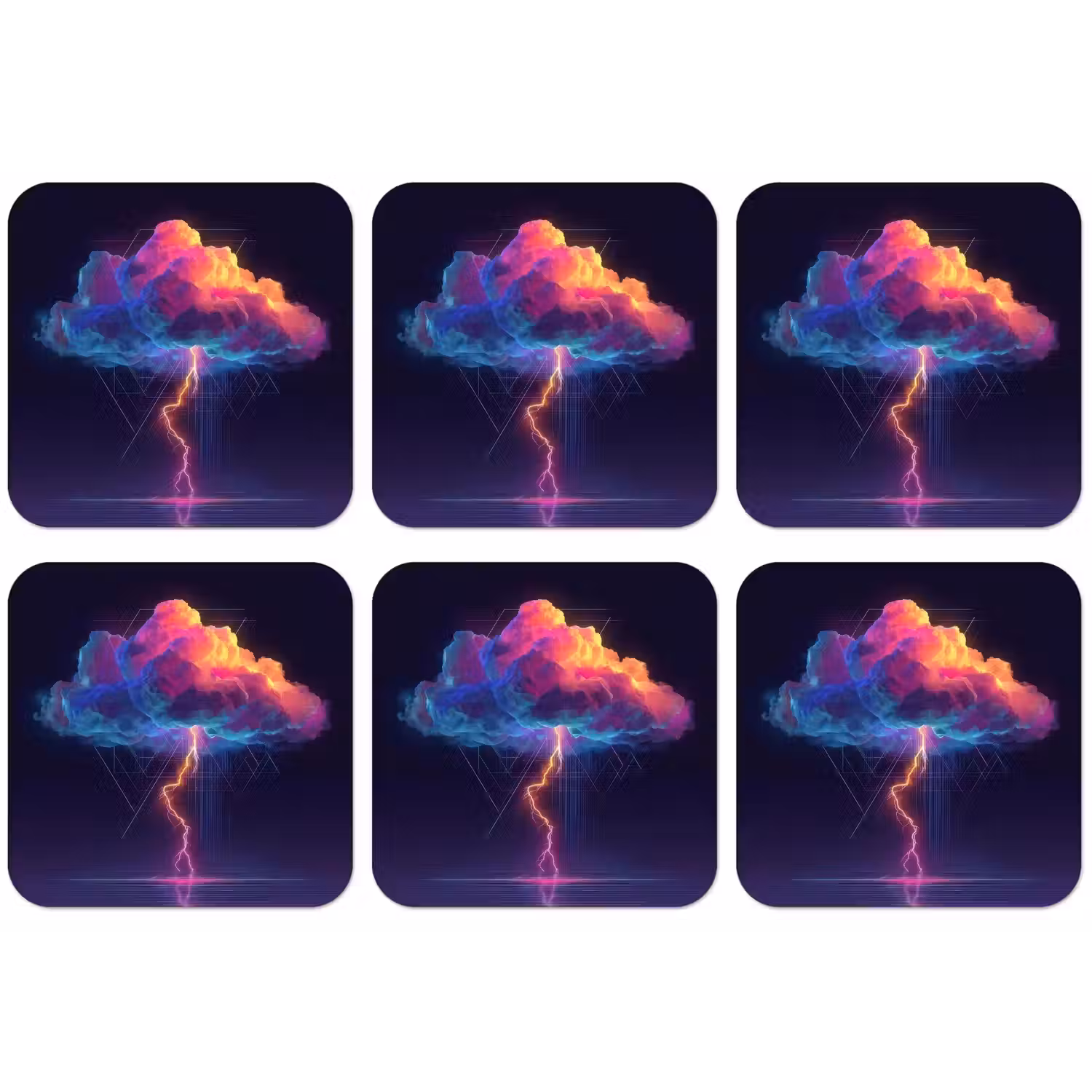 Donderwolk - Bliksemschicht - Licht - Blauw onderzetter kurk middel -zkaufland3dotto